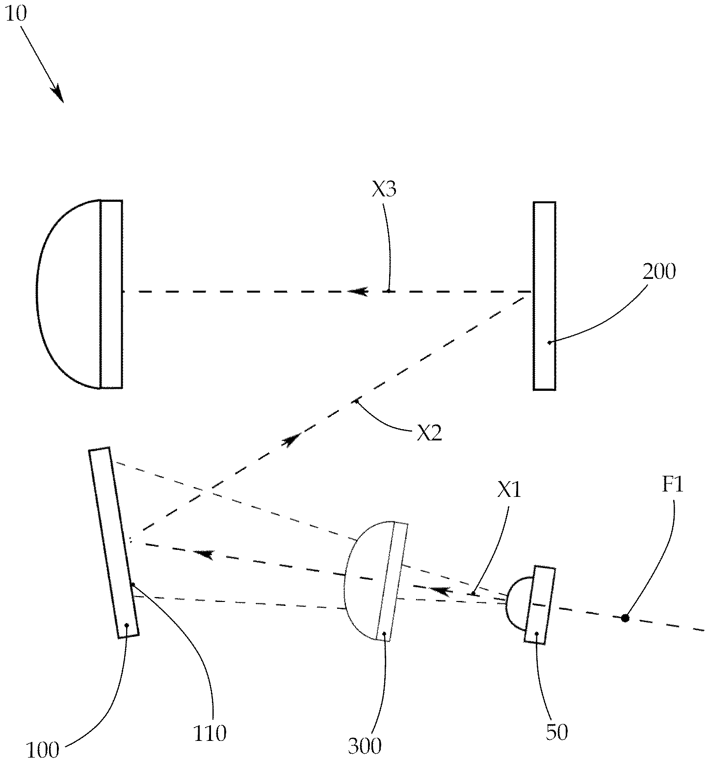 Patent US11774058 — Vehicle illumination apparatus having two deflectors and an expanding optic — Figure 1