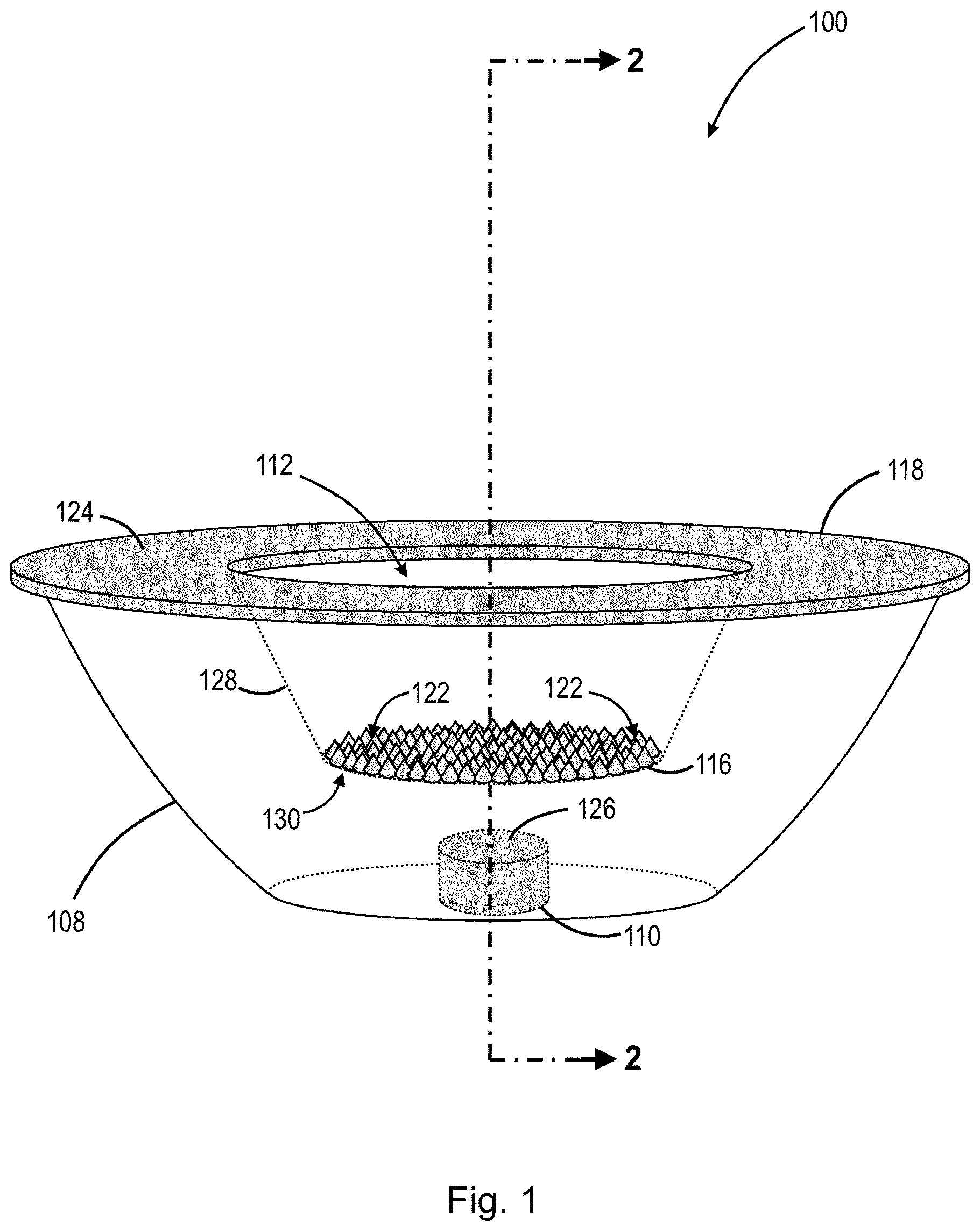 Patent US11774063 — Color mixing with total internal reflector and center reflector — Figure 1