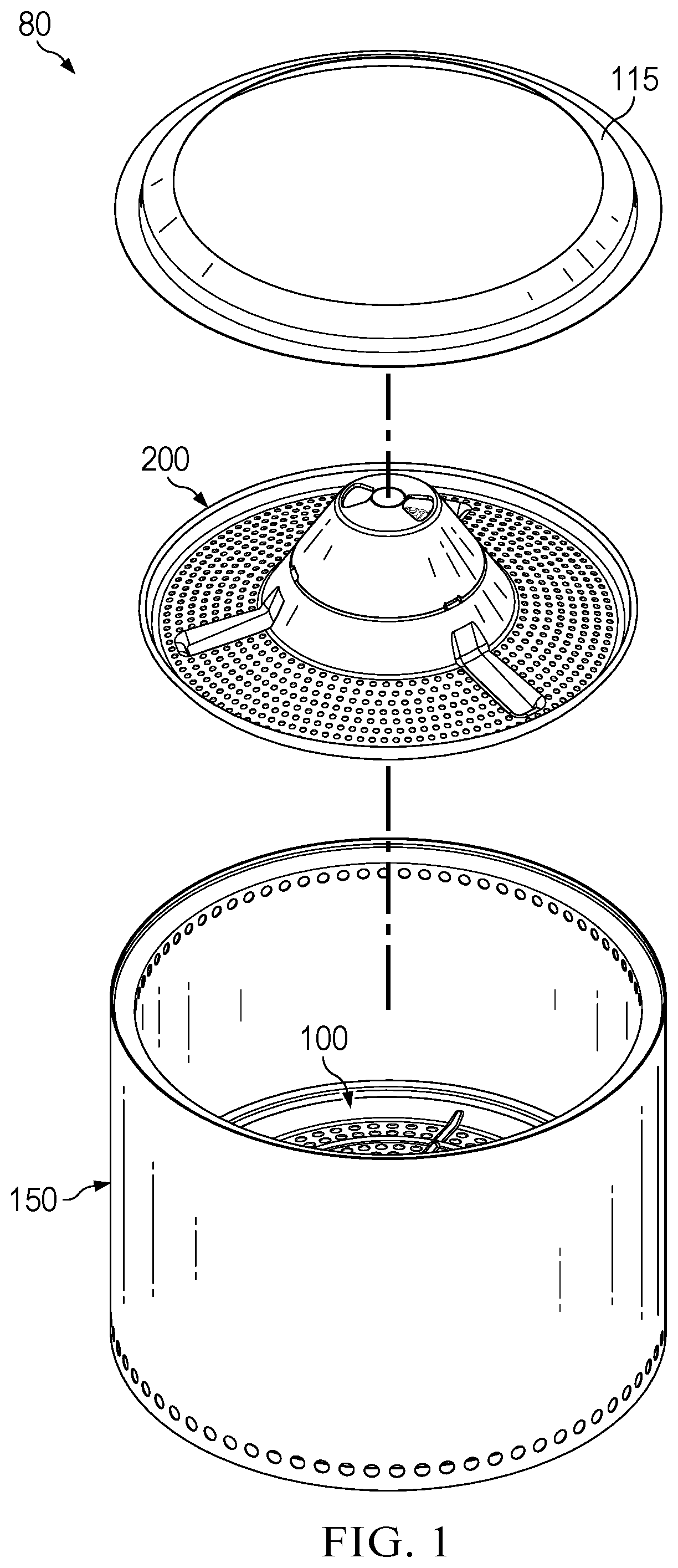 Patent US11774089 — Combustible fuel burning stove with pellet adapter — Figure 1