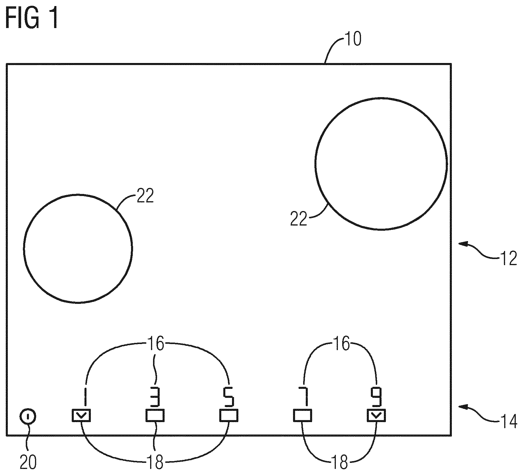 Patent US11774107 Figure 1 – Cooking hob with user interface