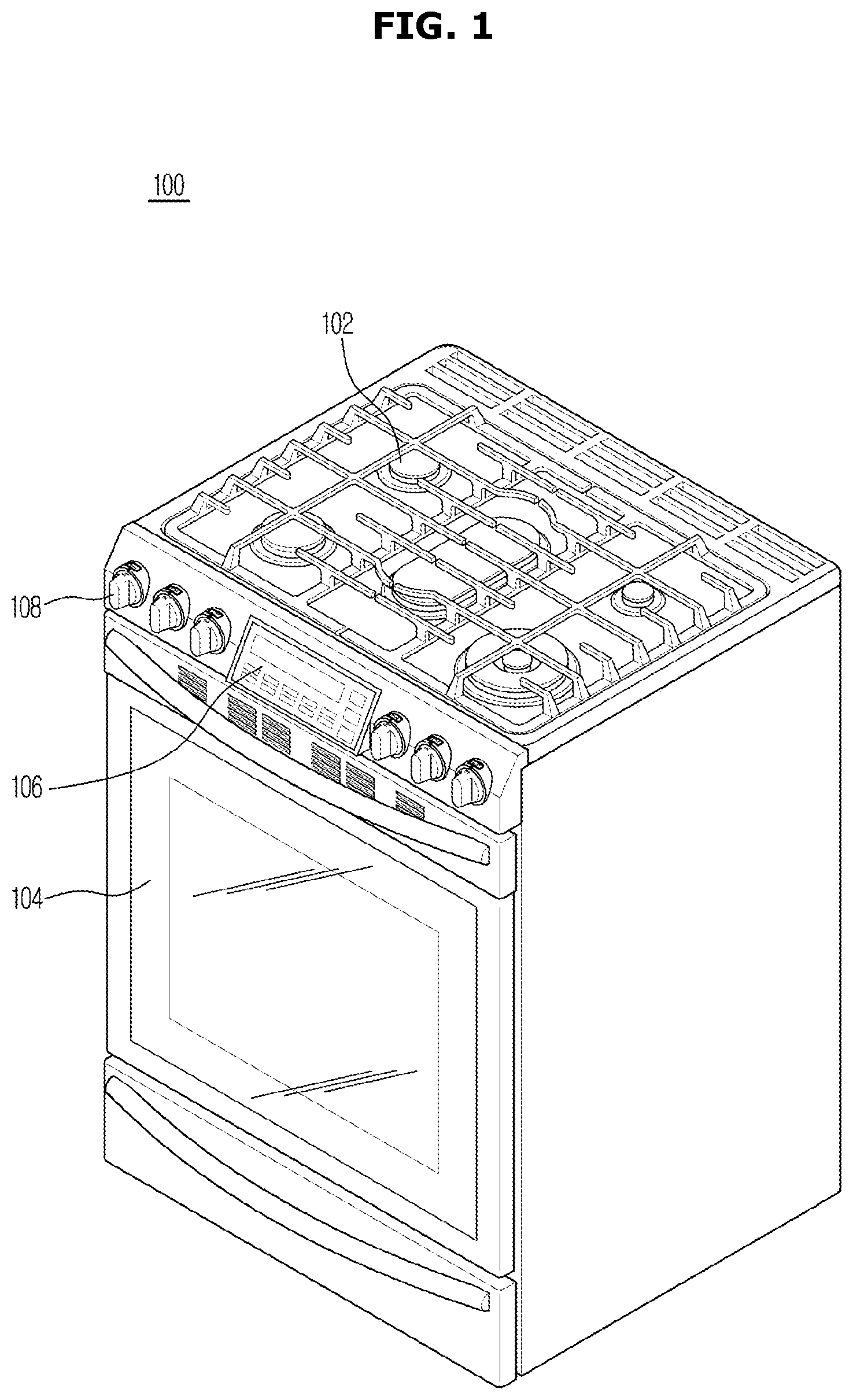 Patent US11774108 — Cooking apparatus, method of controlling the cooking apparatus, and knob of cooking apparatus — Figure 1