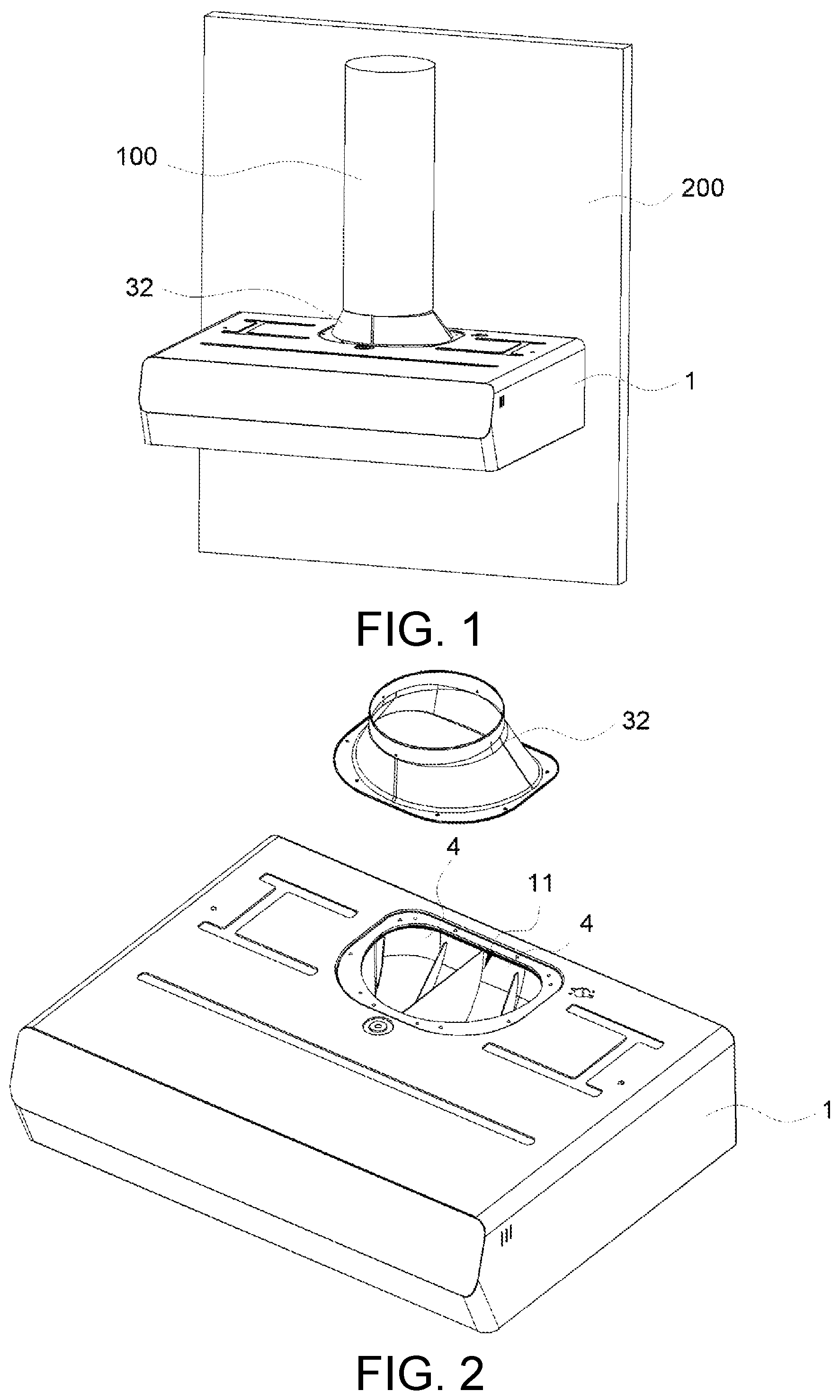 Patent US11774111 — Fan system, range hood equipped with the same, and mounting method thereof — Figure 1