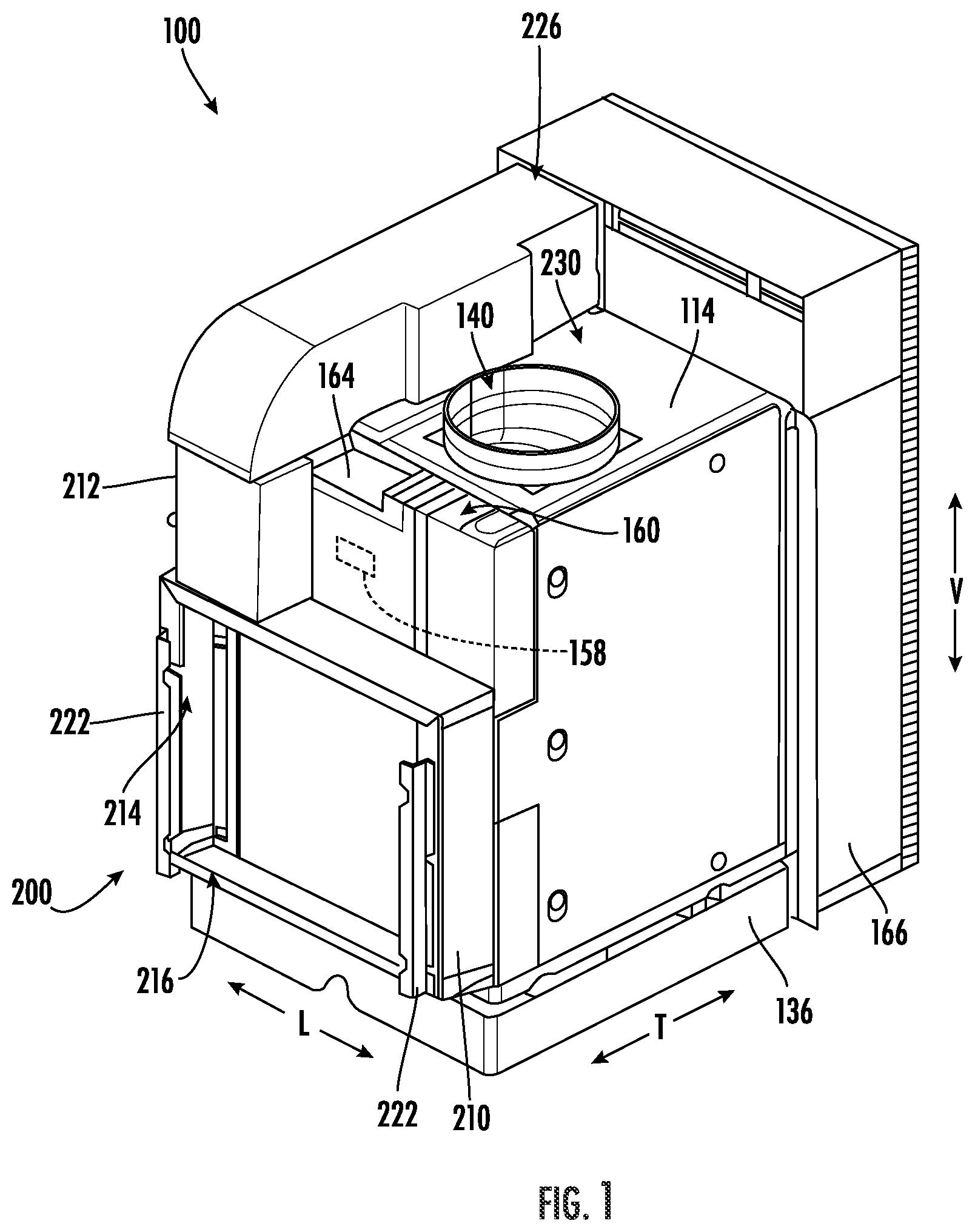 Patent US11774133 — Air conditioning appliance having a plenum for make-up air — Figure 1