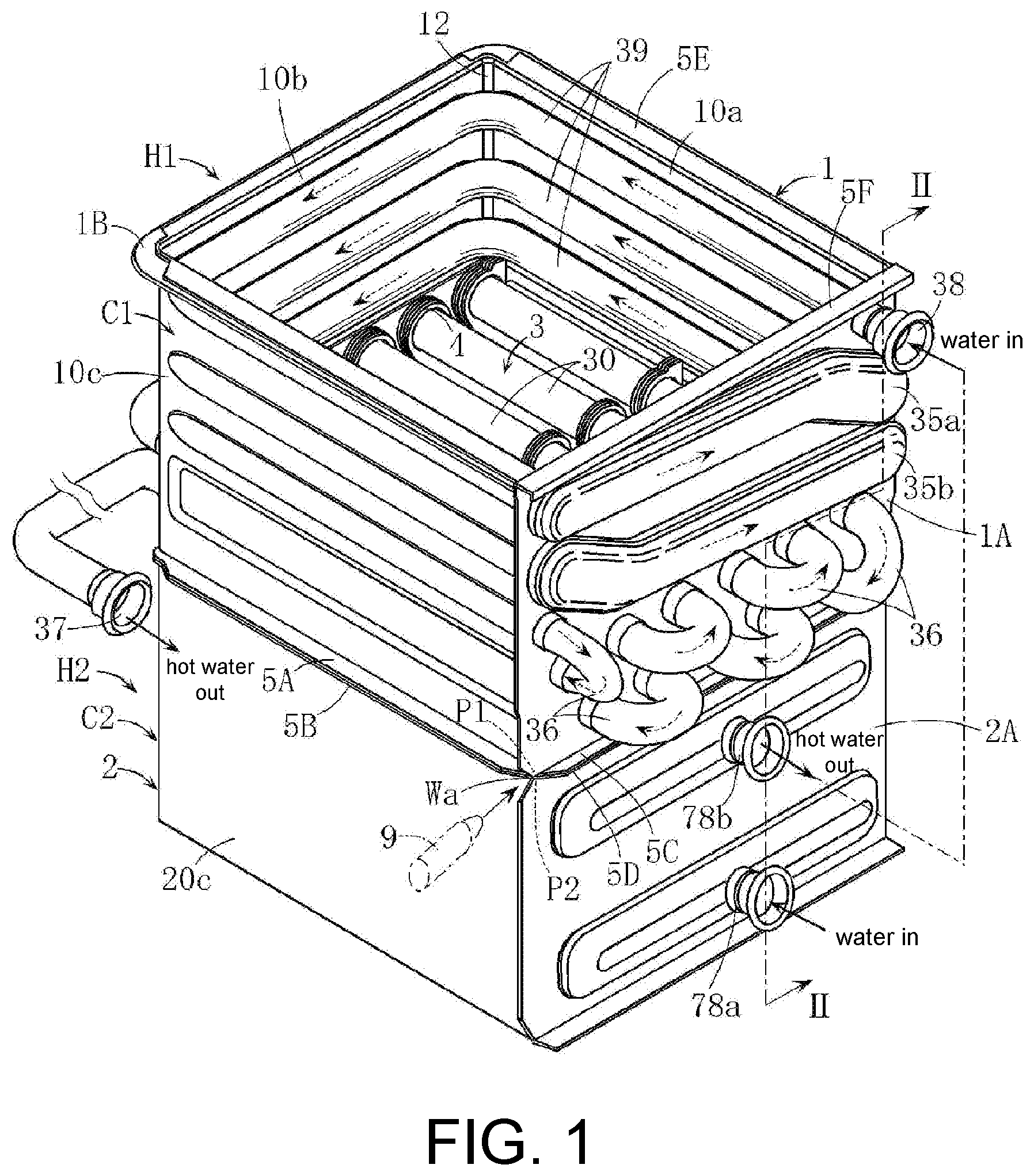 Patent US11774138 — Hot water device — Figure 1