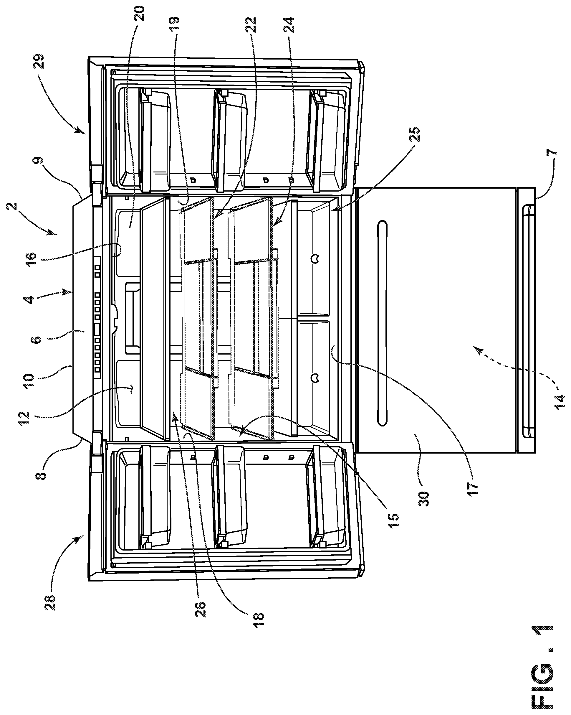 Patent US11774169 Figure 1 – Shelf assembly for appliance