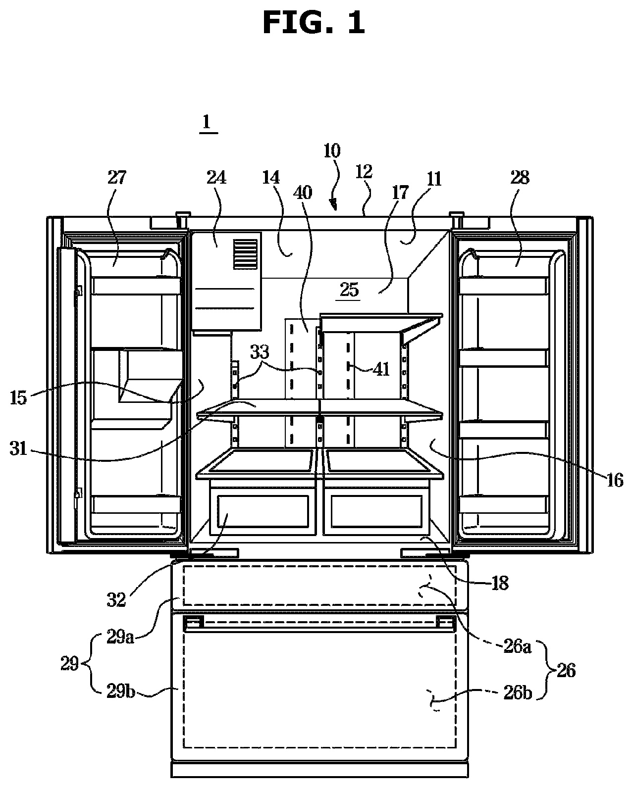 Patent US11774170 — Refrigerator — Figure 1
