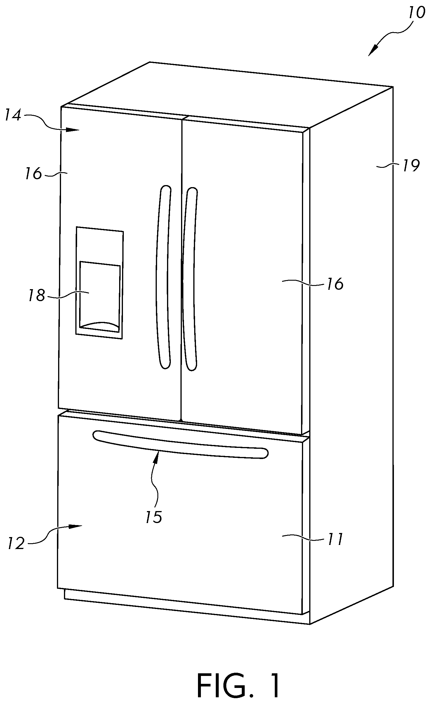 Patent US11774172 — Drawer in a refrigerator door — Figure 1