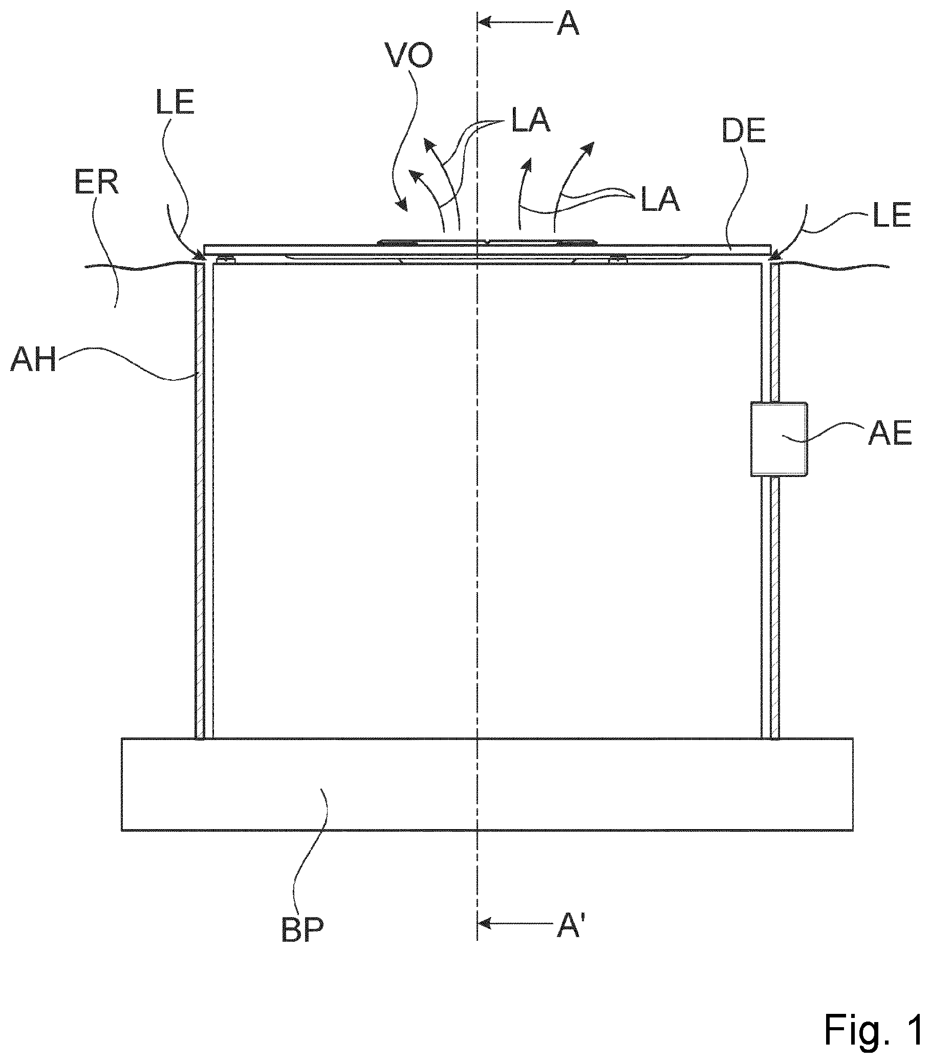 Patent US11774185 — Device for energy transfer and for energy storage in a liquid reservoir — Figure 1