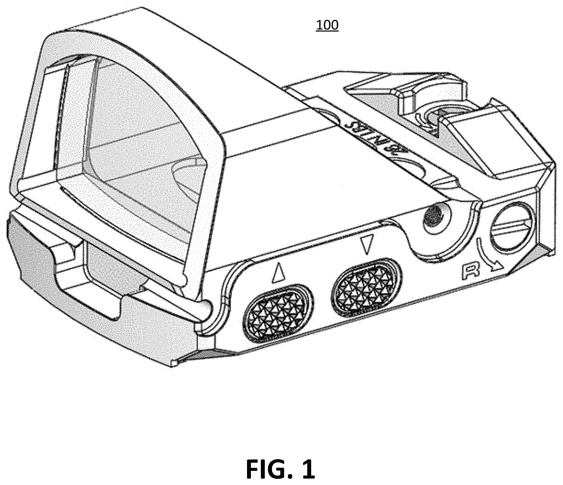 Patent US11774217 — Reflex sight having modular hood — Figure 1
