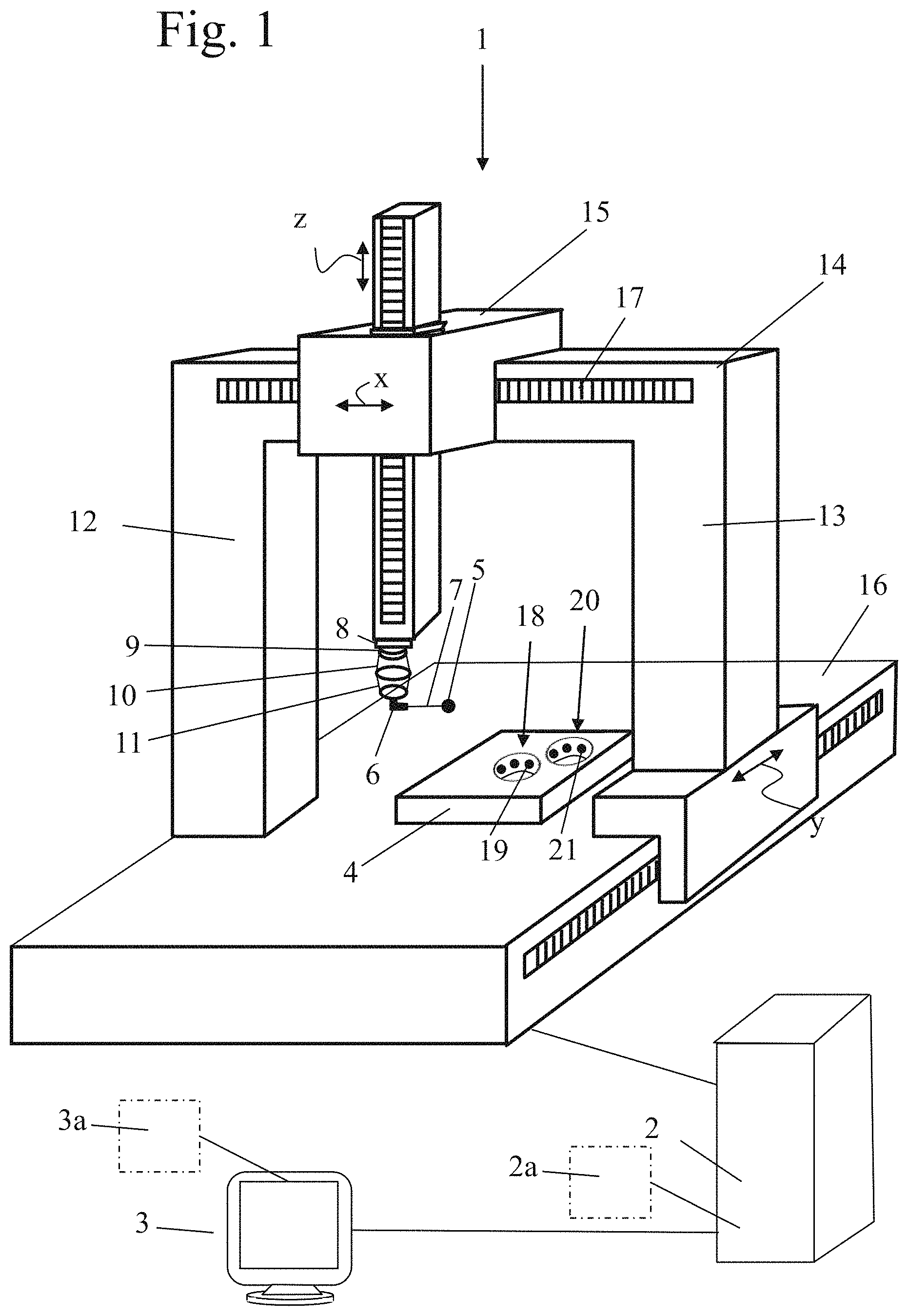 Patent US11774228 — Method and apparatus for testing workpieces — Figure 1