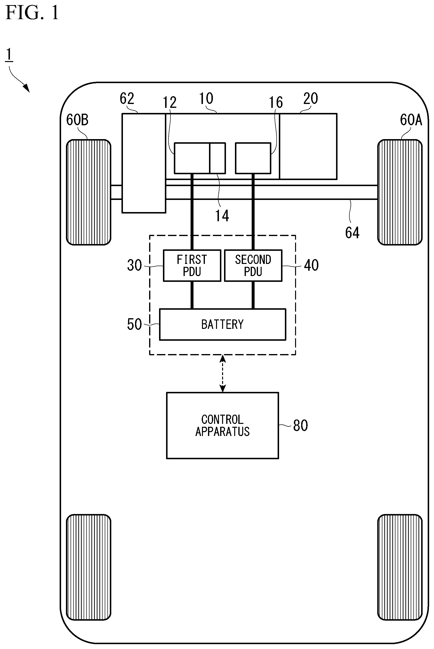 Patent US11774268 — Control apparatus, vehicle system, and control method — Figure 1