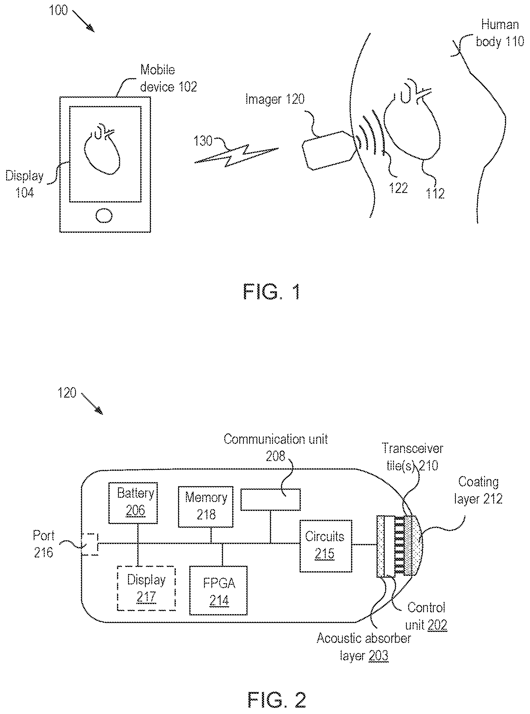 Patent US11774280 Figure 1 – Imaging devices having piezoelectric transceivers