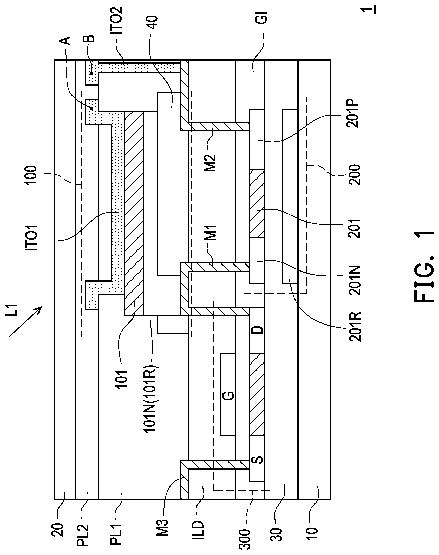 Patent US11774286 — Light detection device having stacked light detectors — Figure 1