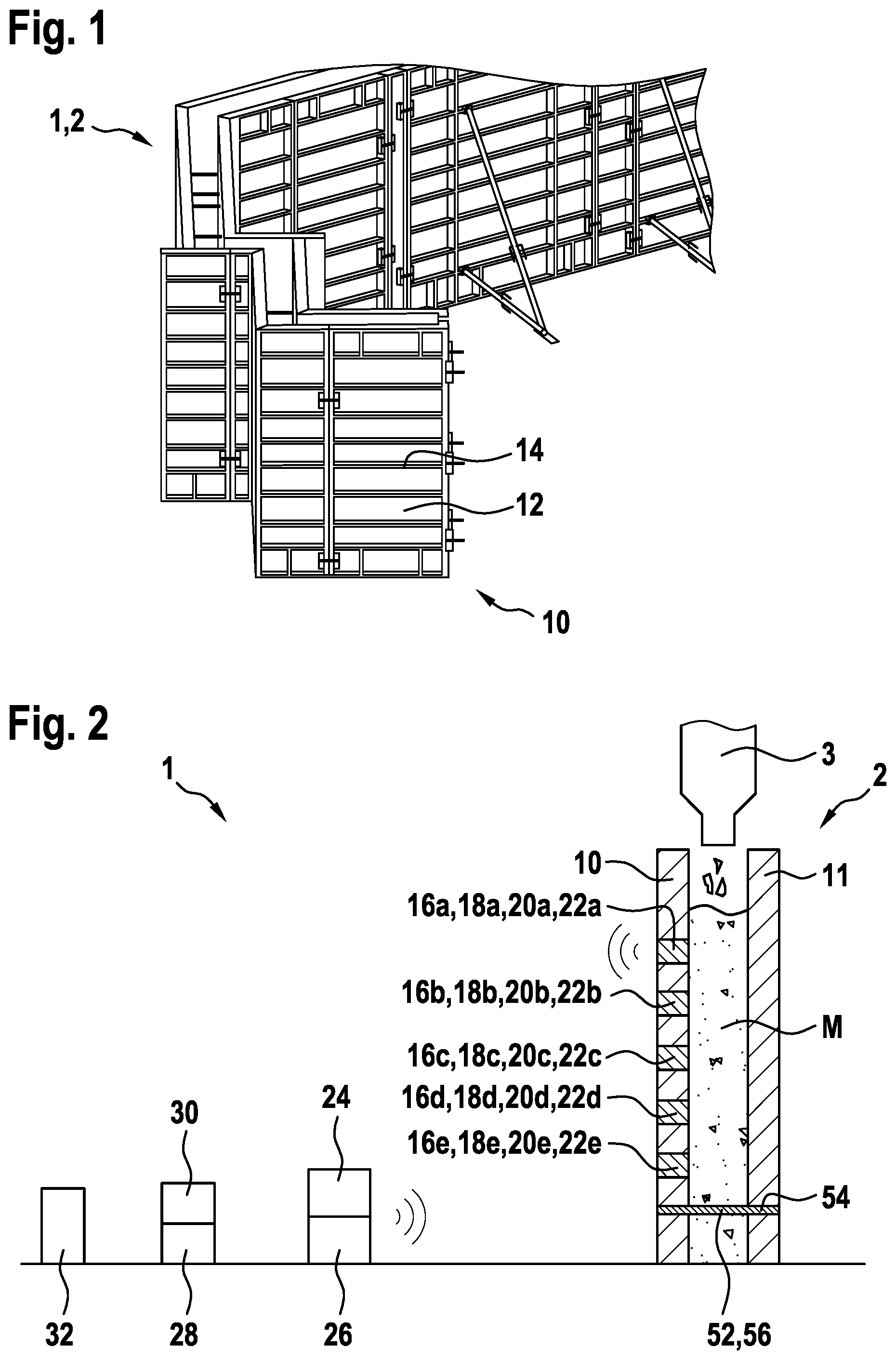 Patent US11774317 — Transmitter, system, formwork element, method for transmitting data and method for predicting stress on a formwork element — Figure 1