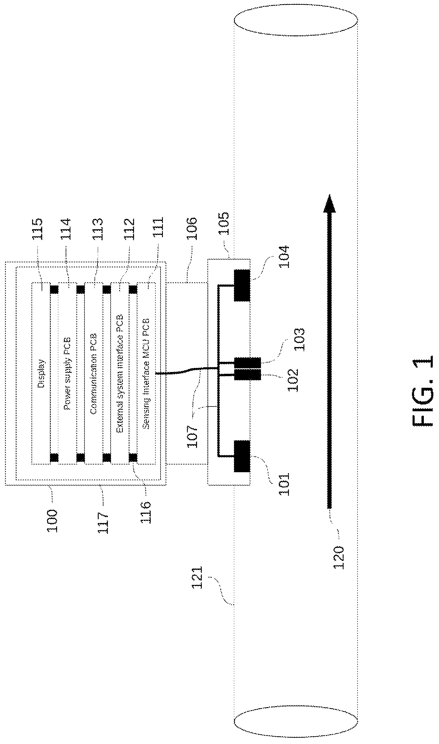 Patent US11774337 Figure 1 – Device and method for fluid and equipment monitoring