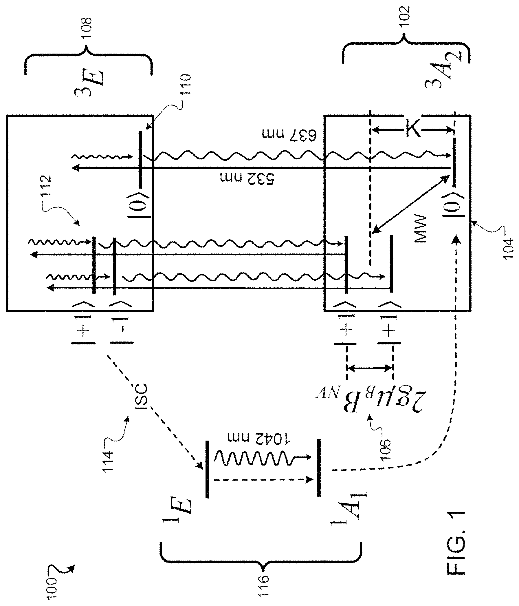 Patent US11774384 — Spin defect magnetometry pixel array — Figure 1