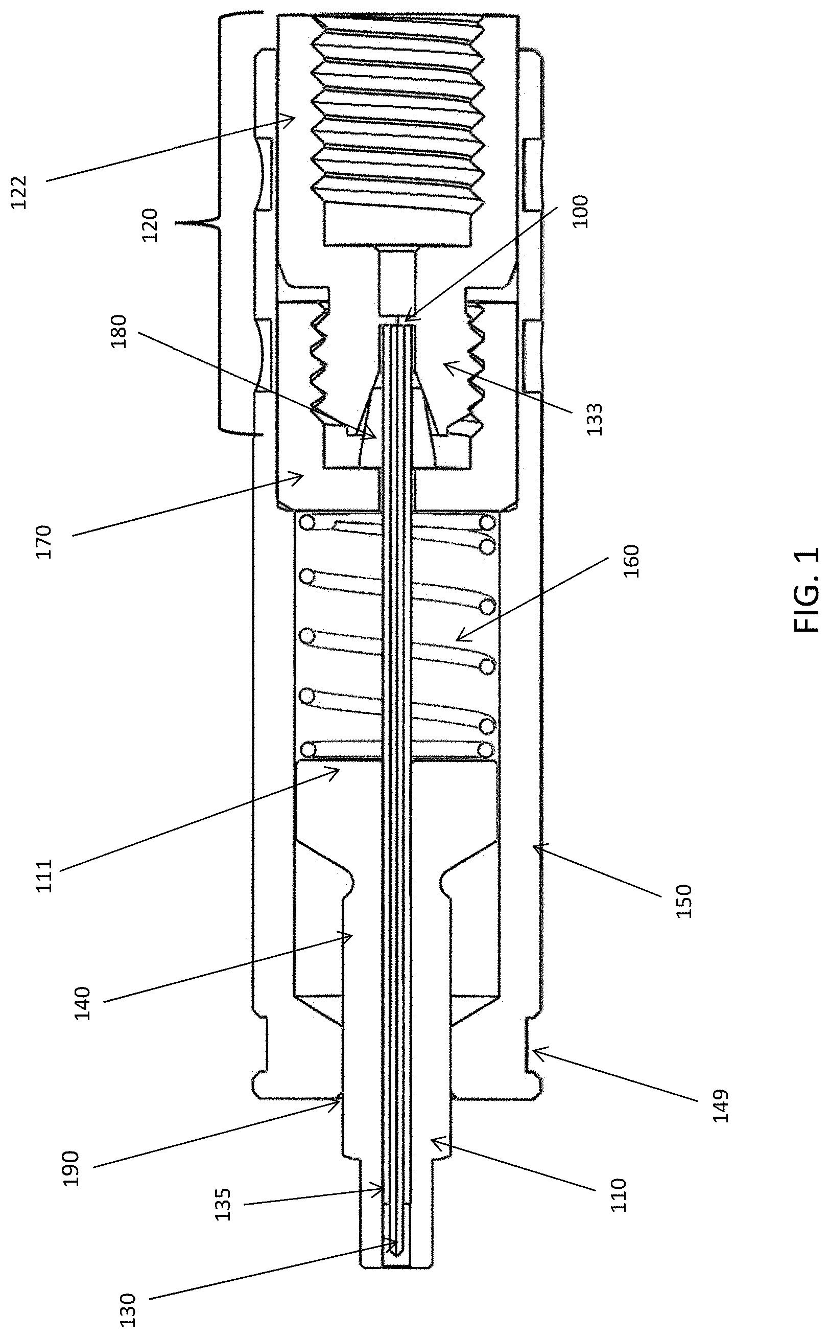 Patent US11774416 — Replaceable emitter assembly for interfacing a separation column to a mass spectrometer — Figure 1