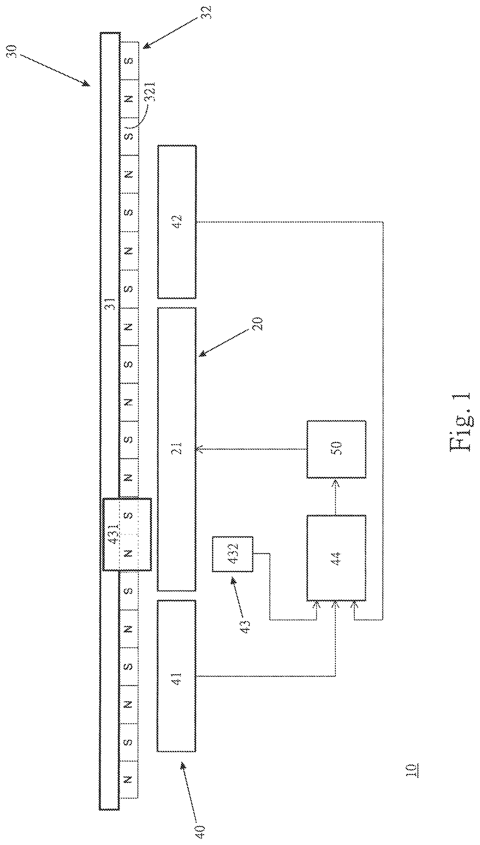 Patent US11774521 — Position measuring mechanism and measuring method of linear motion system — Figure 1