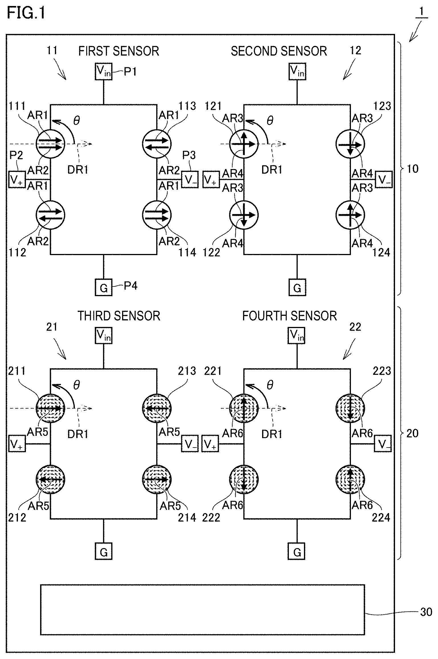 Patent US11774524 — Magnetic sensor, magnetic sensor array, magnetic field distribution measurement device, and position identification device — Figure 1
