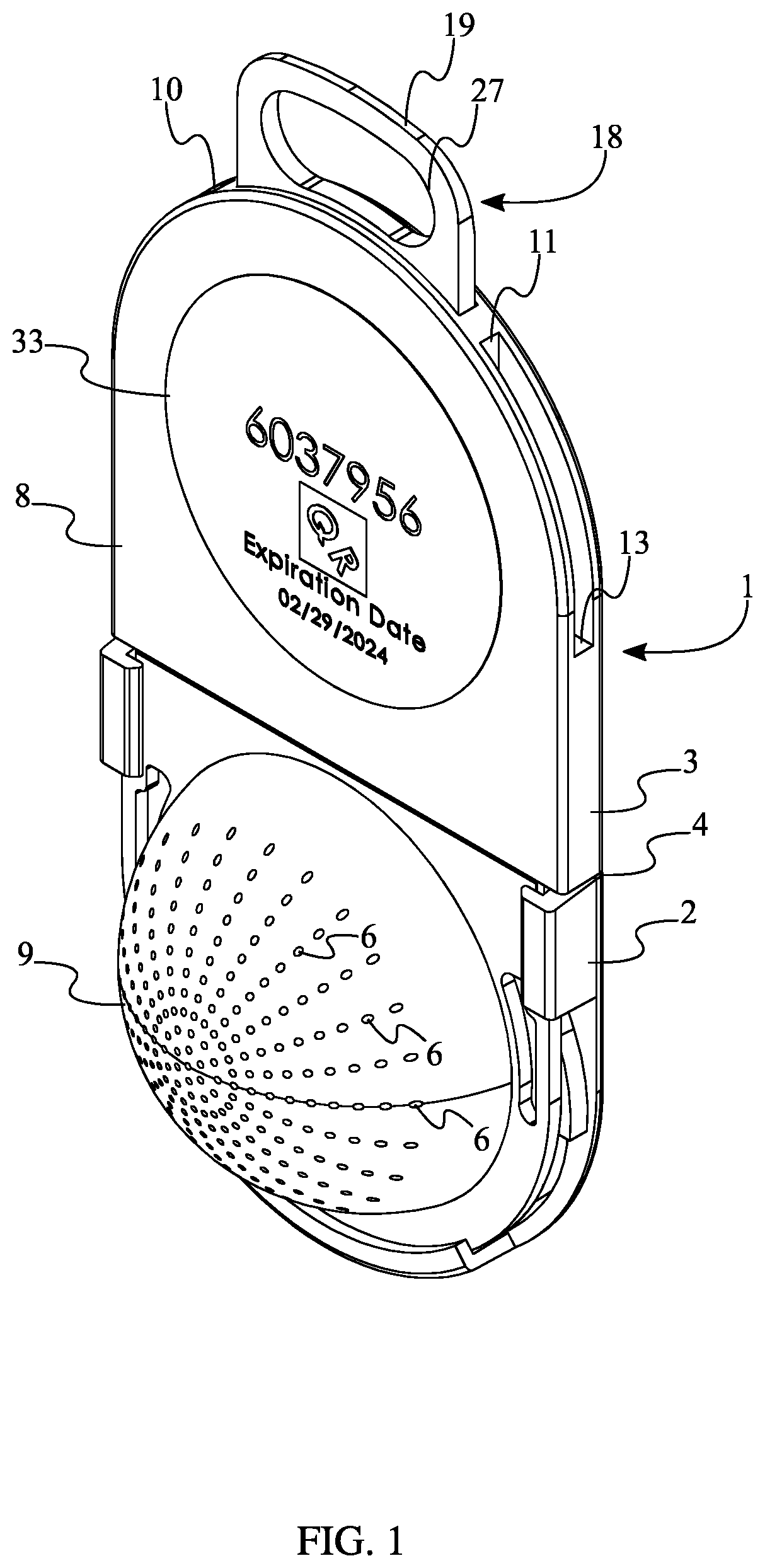 Patent US11774604 — Wearable radon detector — Figure 1