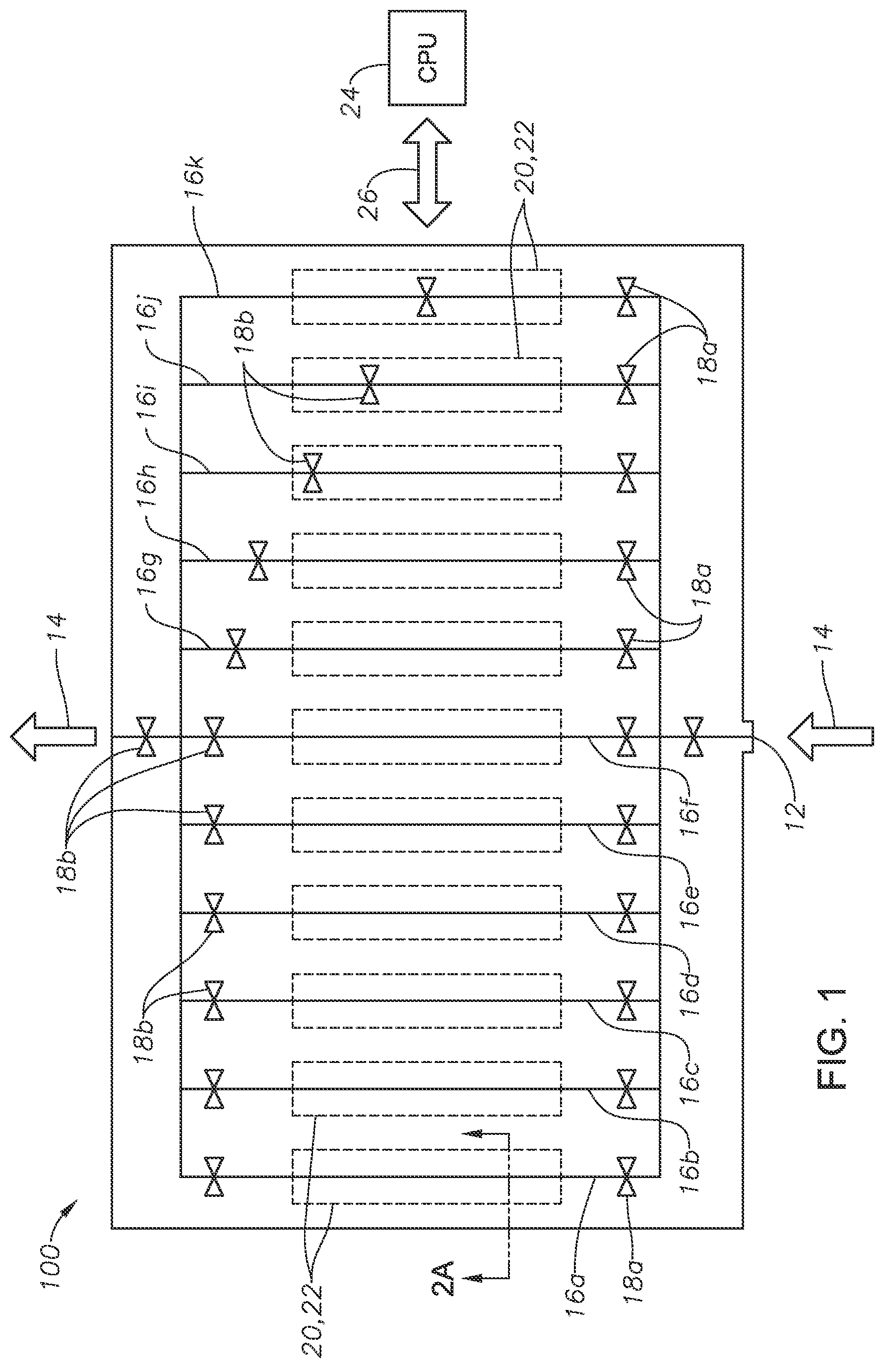 Patent US11774623 — Microfluidic device and method for parallel pressure-volume-temperature analysis in reservoir simulations — Figure 1