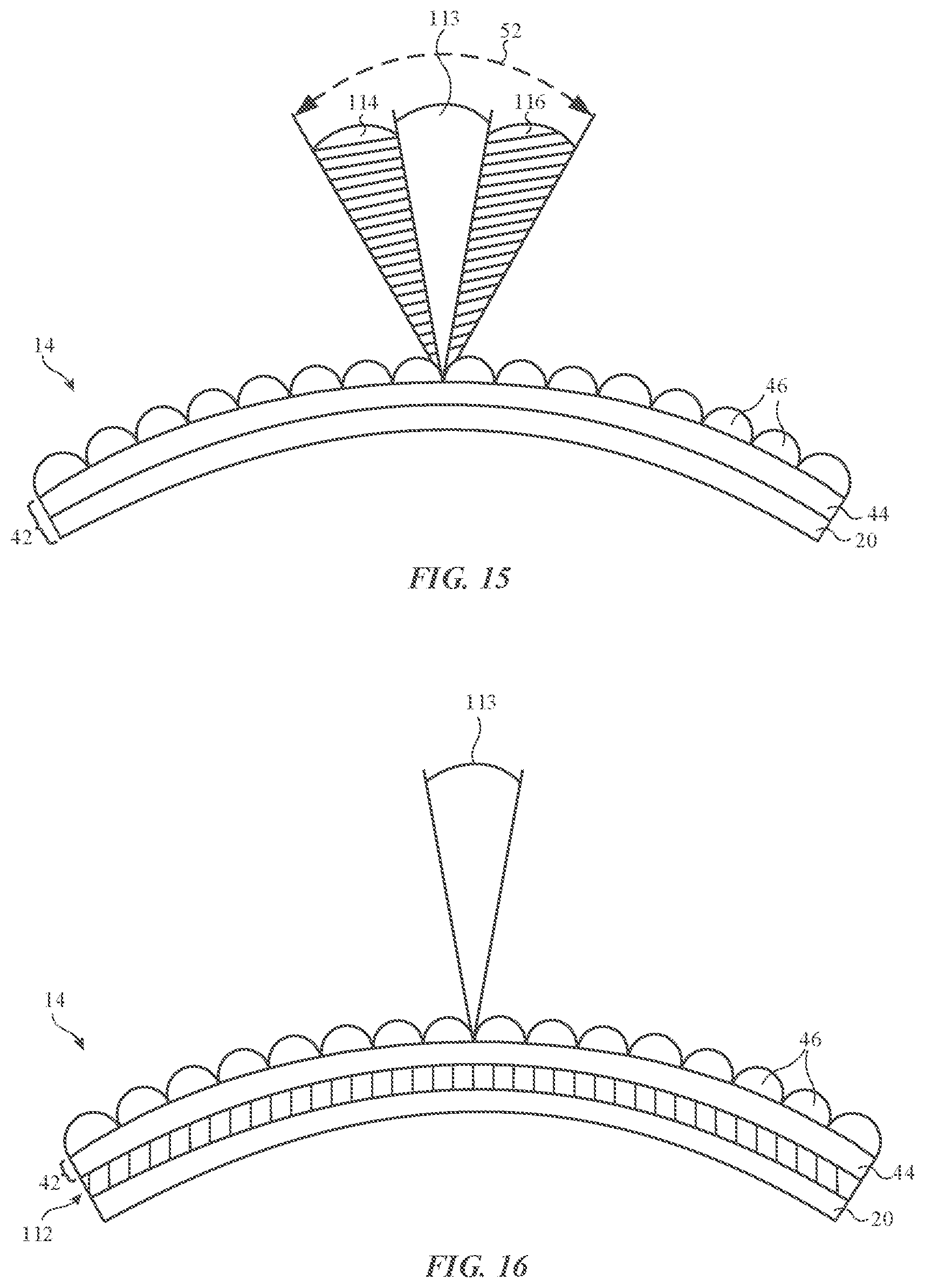 Patent US11774642 Figure 14 – Optical film arrangements for electronic device displays