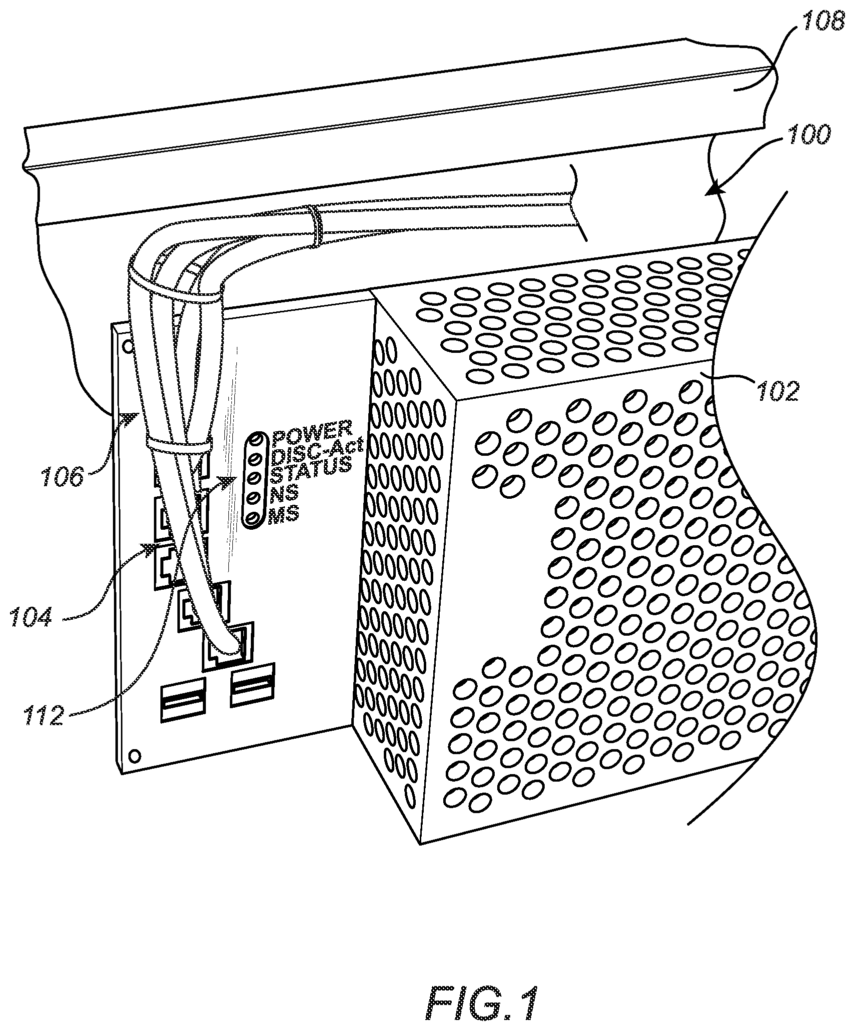 Patent US11774658 — External indicator assembly for a robot central processing unit — Figure 1