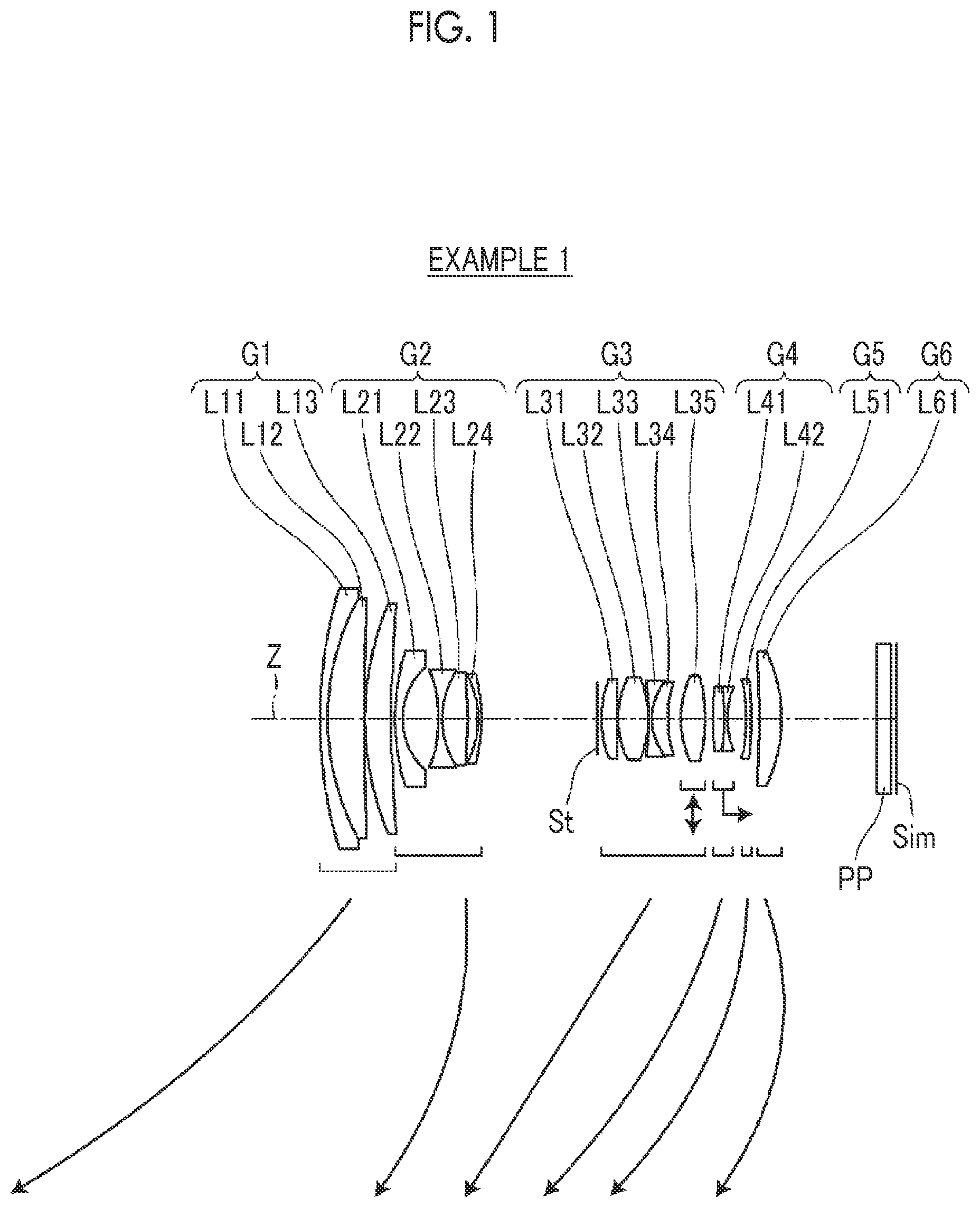 Patent US11774712 — Zoom lens and imaging apparatus — Figure 1