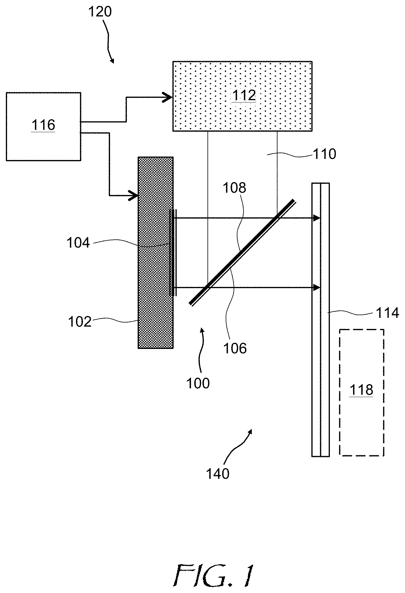 Patent US11774737 — Folded-beam, low-obliquity beam scanner — Figure 1