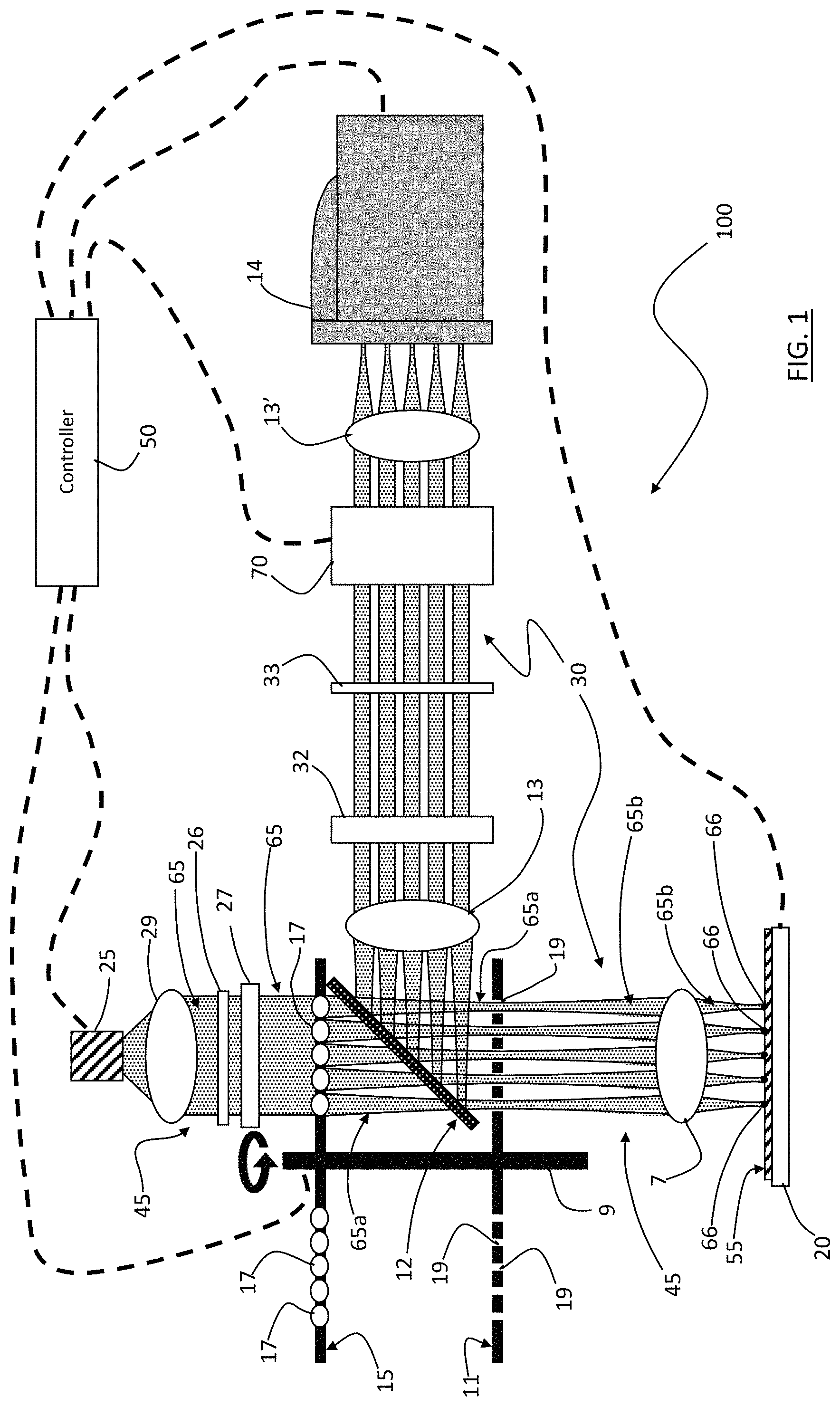 Patent US11774738 — Confocal Raman analysing apparatus and method — Figure 1