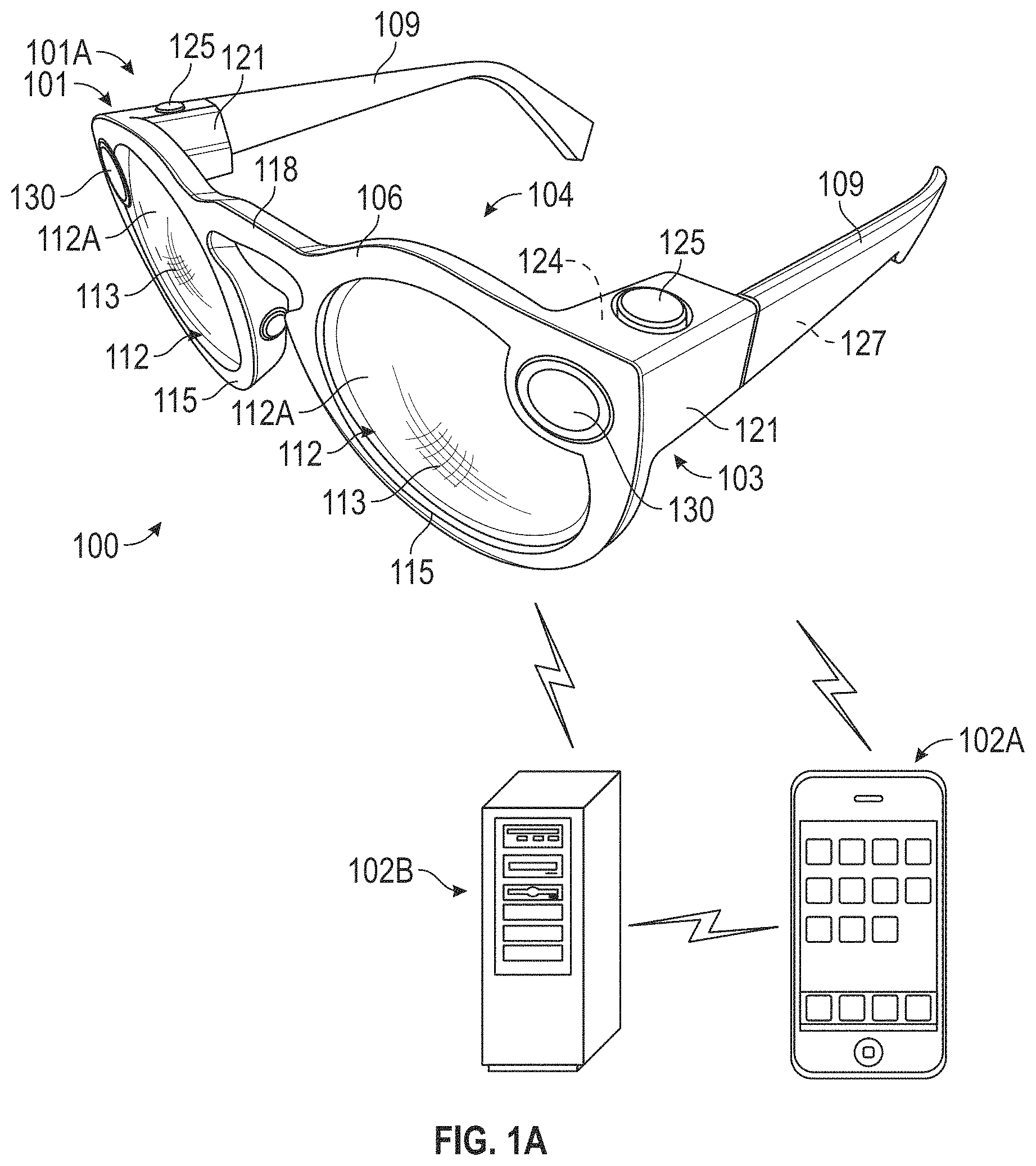 Patent US11774760 — Wearable device with in-eye display capability — Figure 1