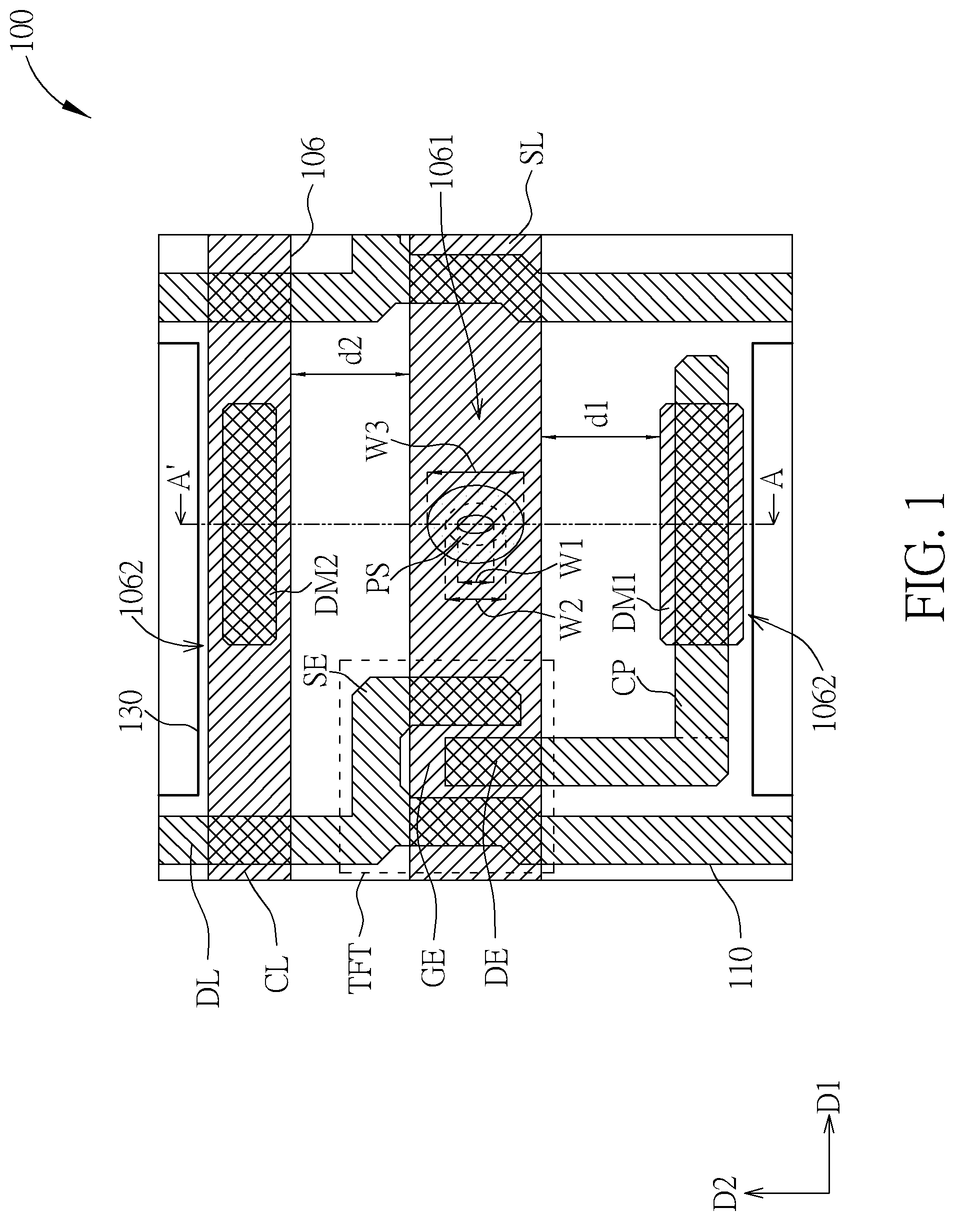 Patent US11774804 — Display device — Figure 1