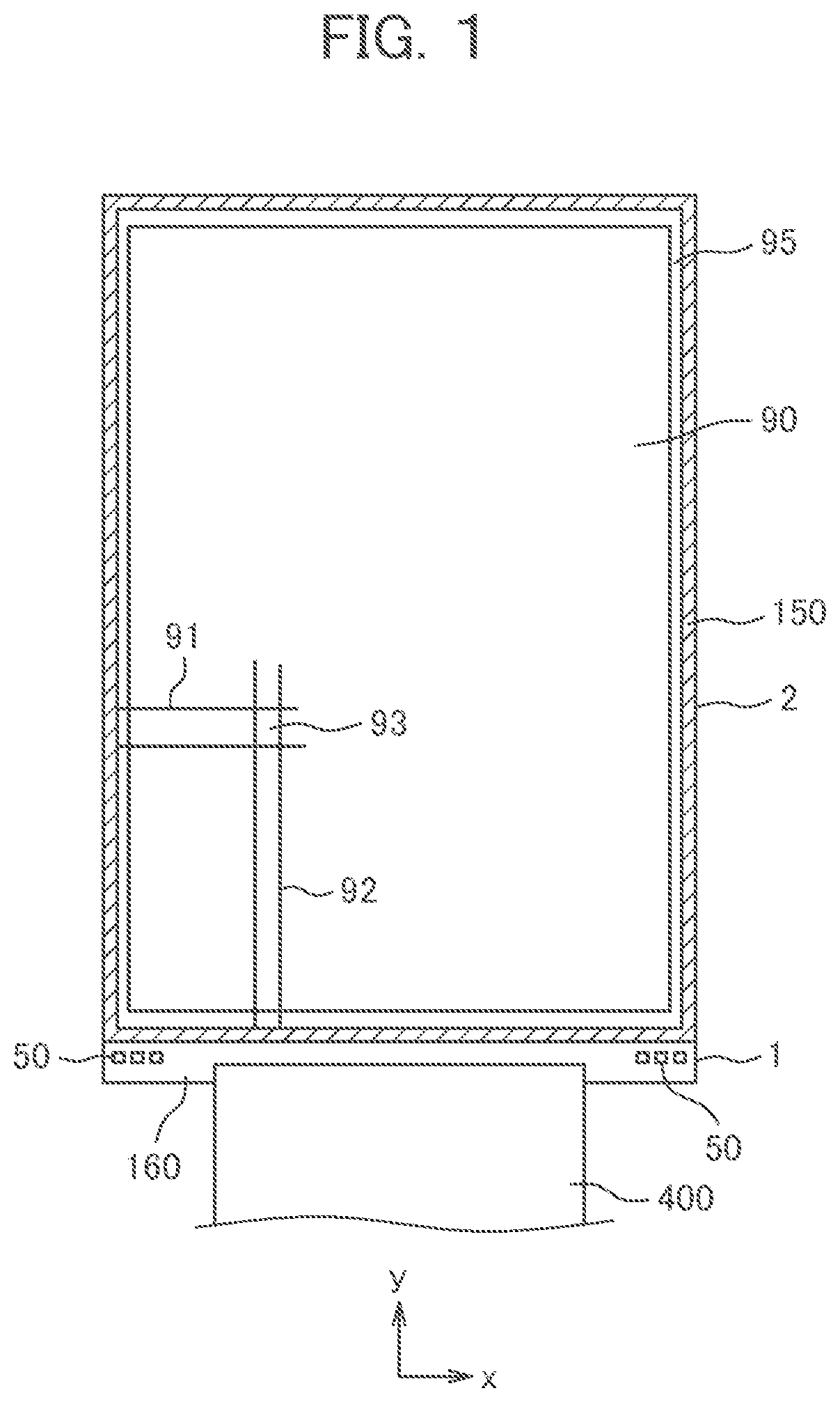 Patent US11774811 — Display device having through holes without overhang in cross section — Figure 1