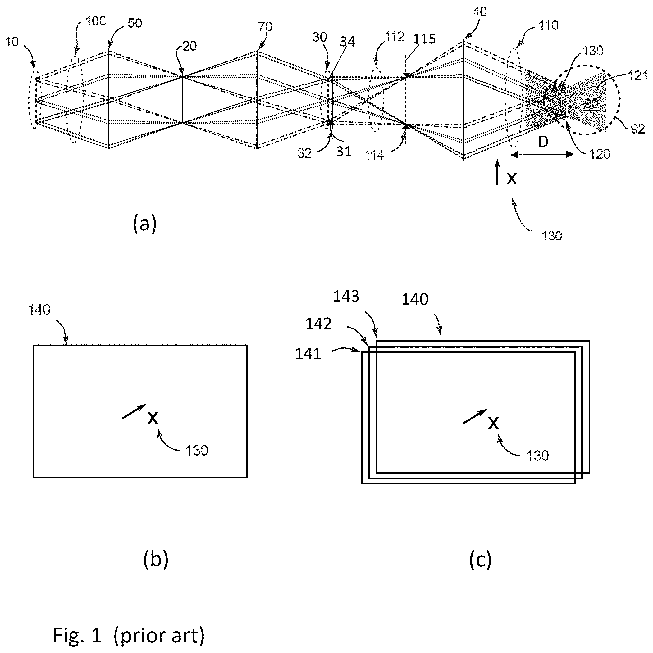 Patent US11774835 — Light-field virtual and mixed reality system having foveated projection — Figure 1