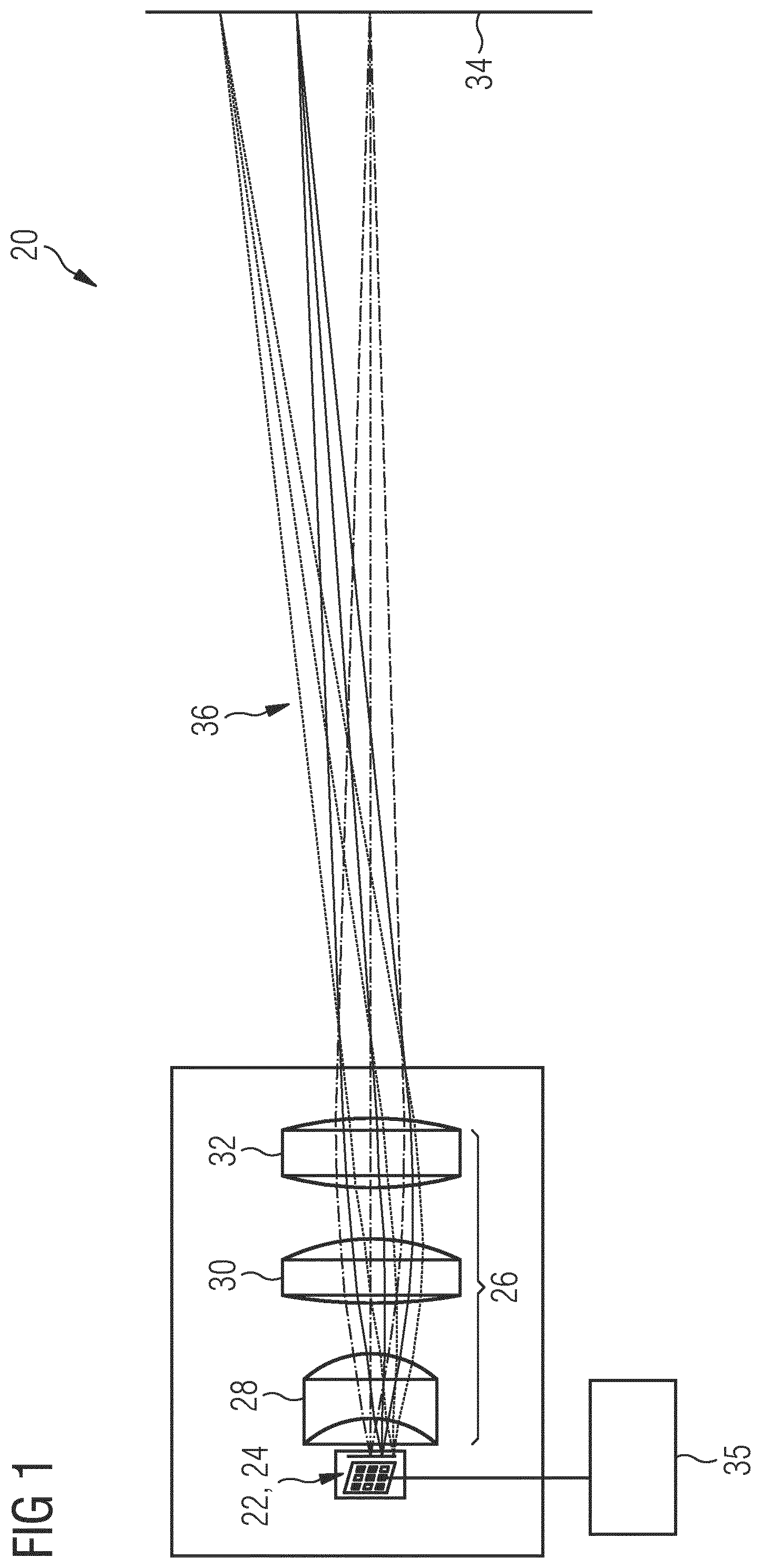 Patent US11774837 — Image displaying device and method for displaying an image on a screen — Figure 1