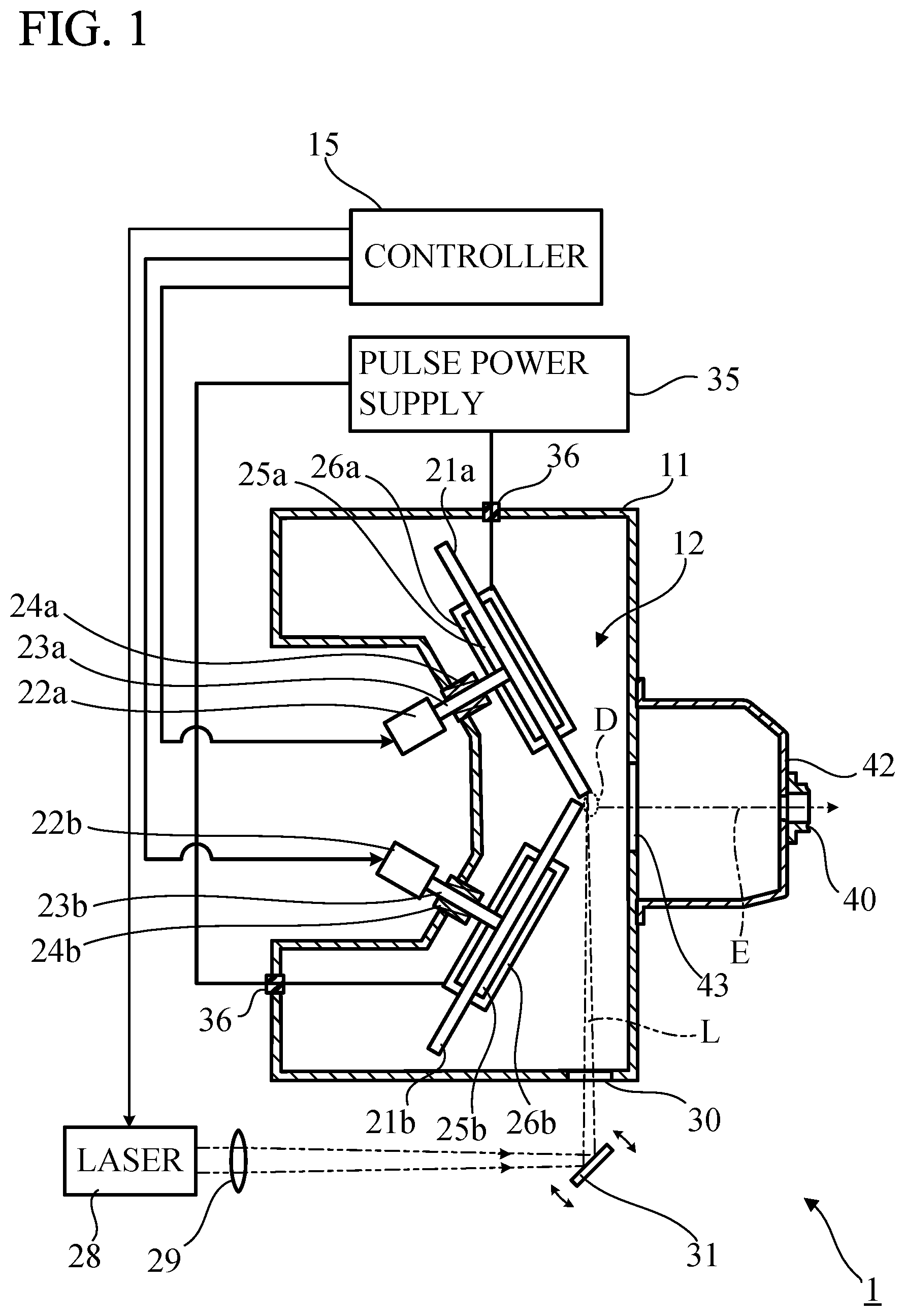 Patent US11774856 Figure 1 – Extreme ultraviolet light source device