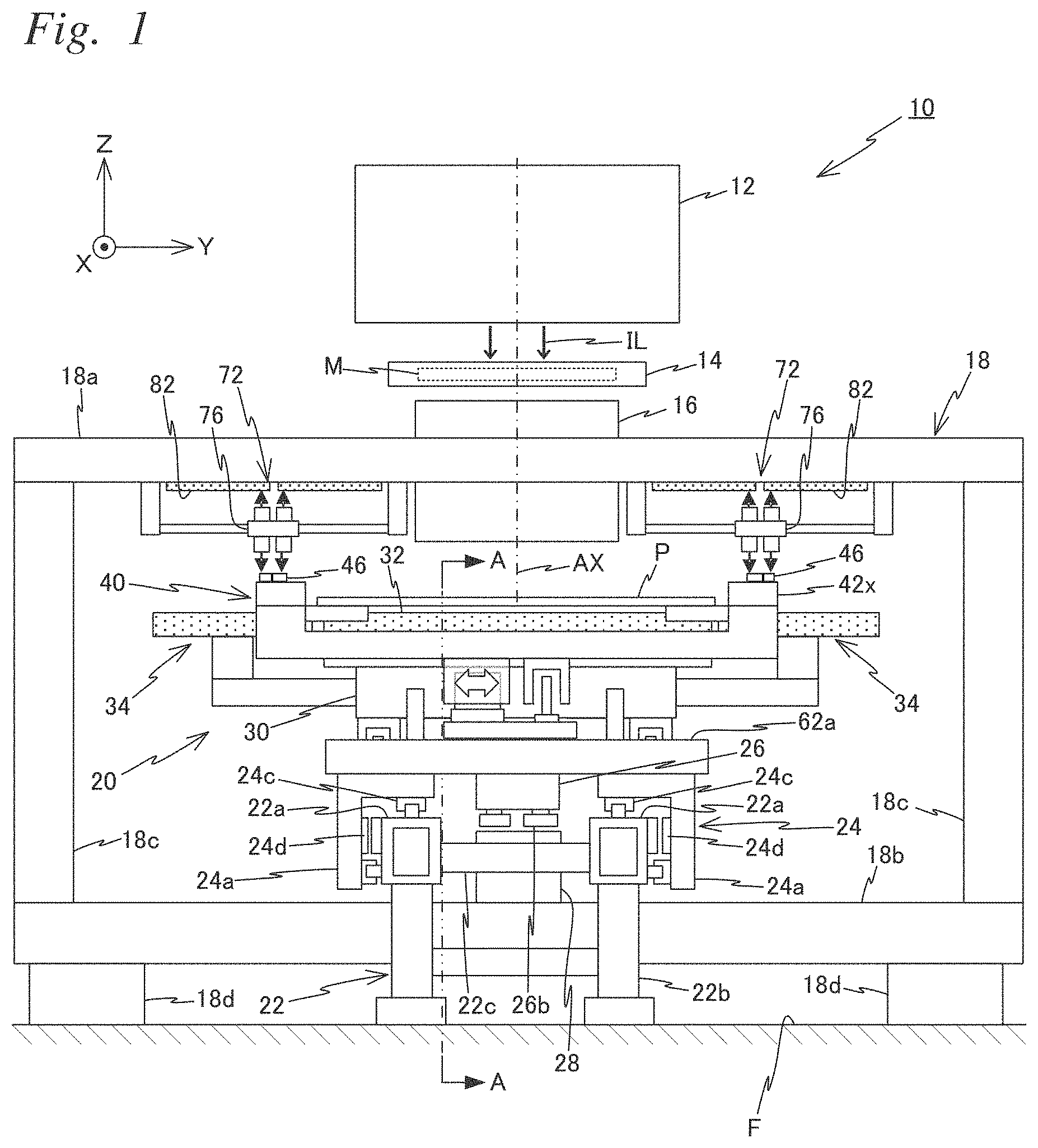 Patent US11774864 — Carrier device, exposure apparatus, exposure method, manufacturing method of flat-panel display, device manufacturing method, and carrying method — Figure 1