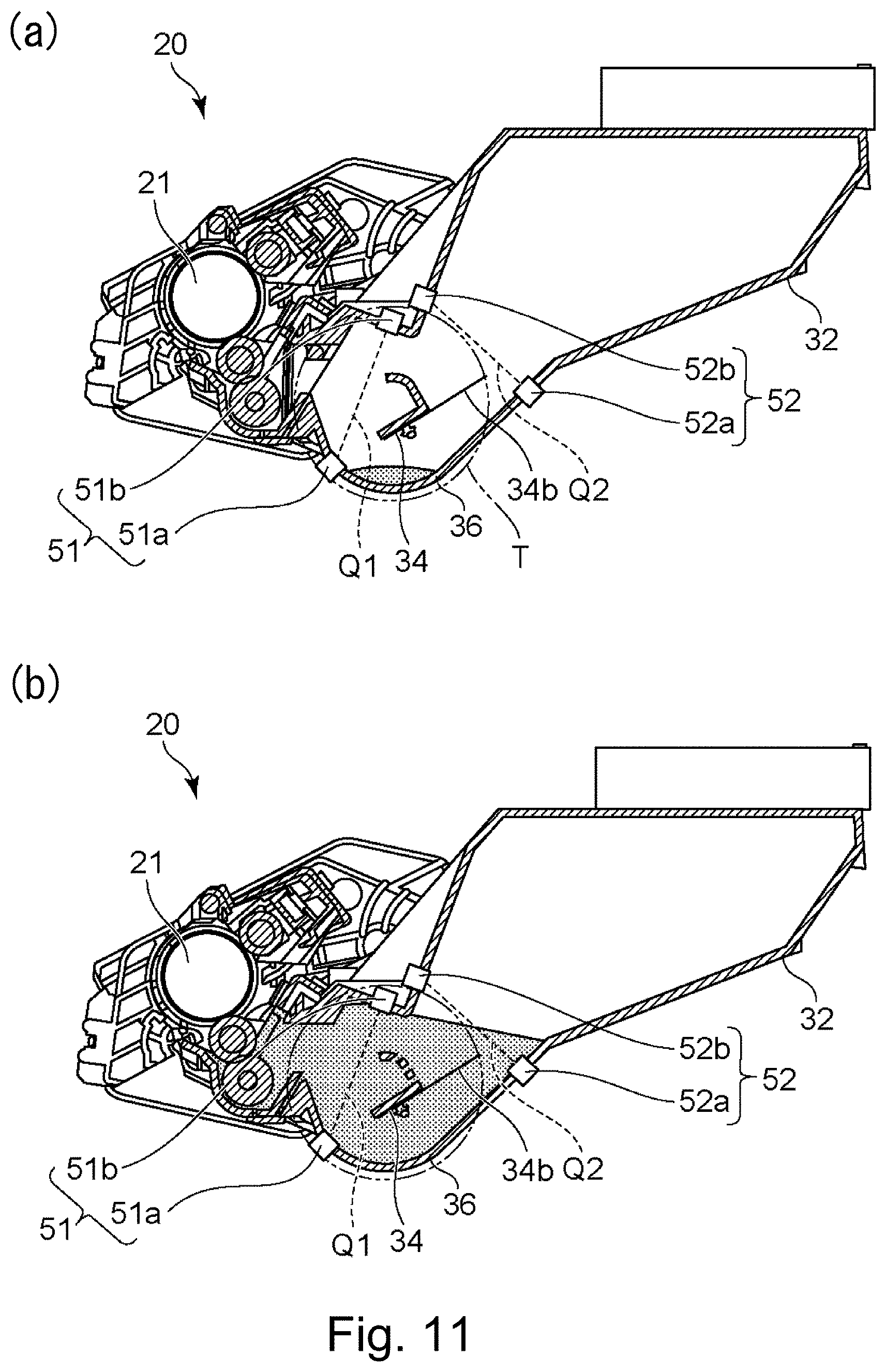 Patent US11774881 Figure 11 – Toner container having a base portion with a discharge opening and a hole