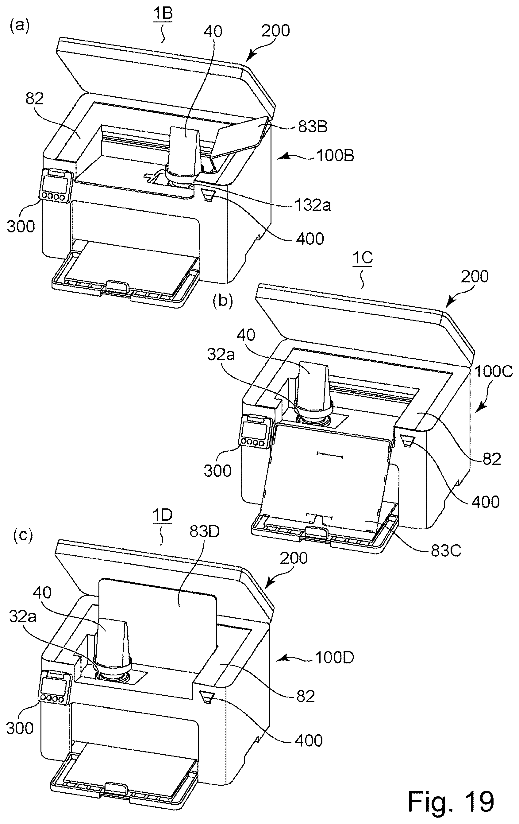 Patent US11774881 Figure 19 – Toner container having a base portion with a discharge opening and a hole