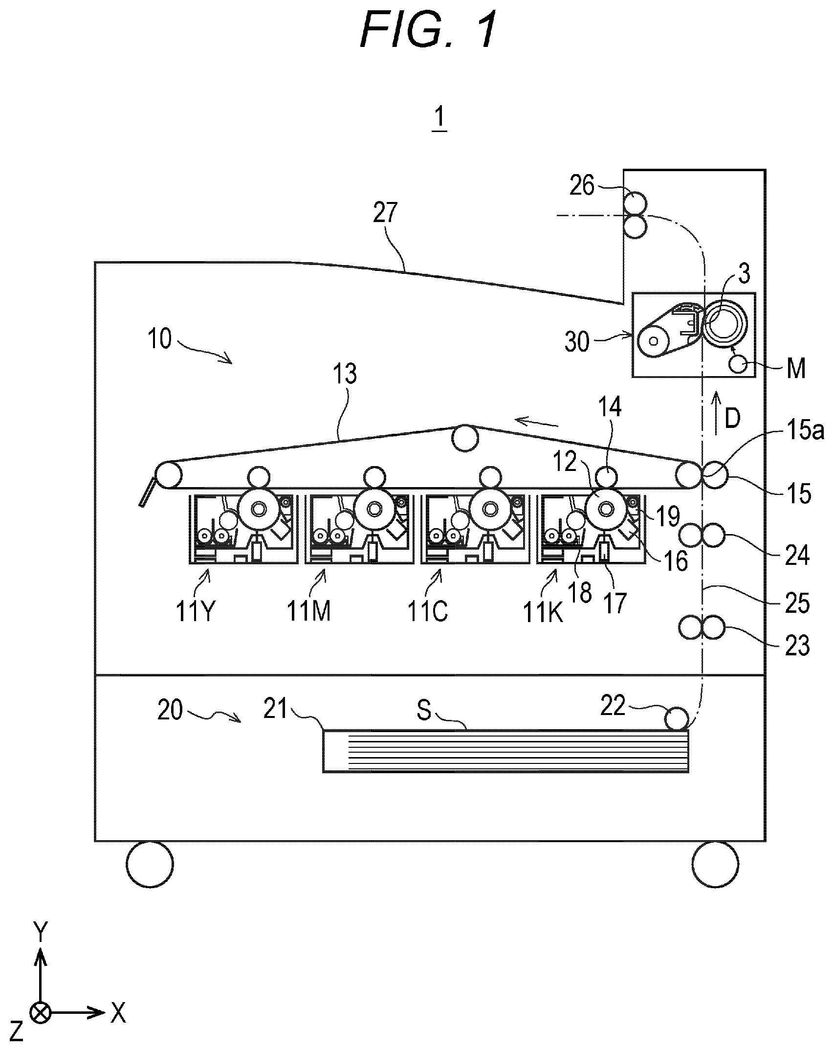 Patent US11774892 — Fixing apparatus containing non-rotary pad and pressure application part, and image forming apparatus containing same — Figure 1