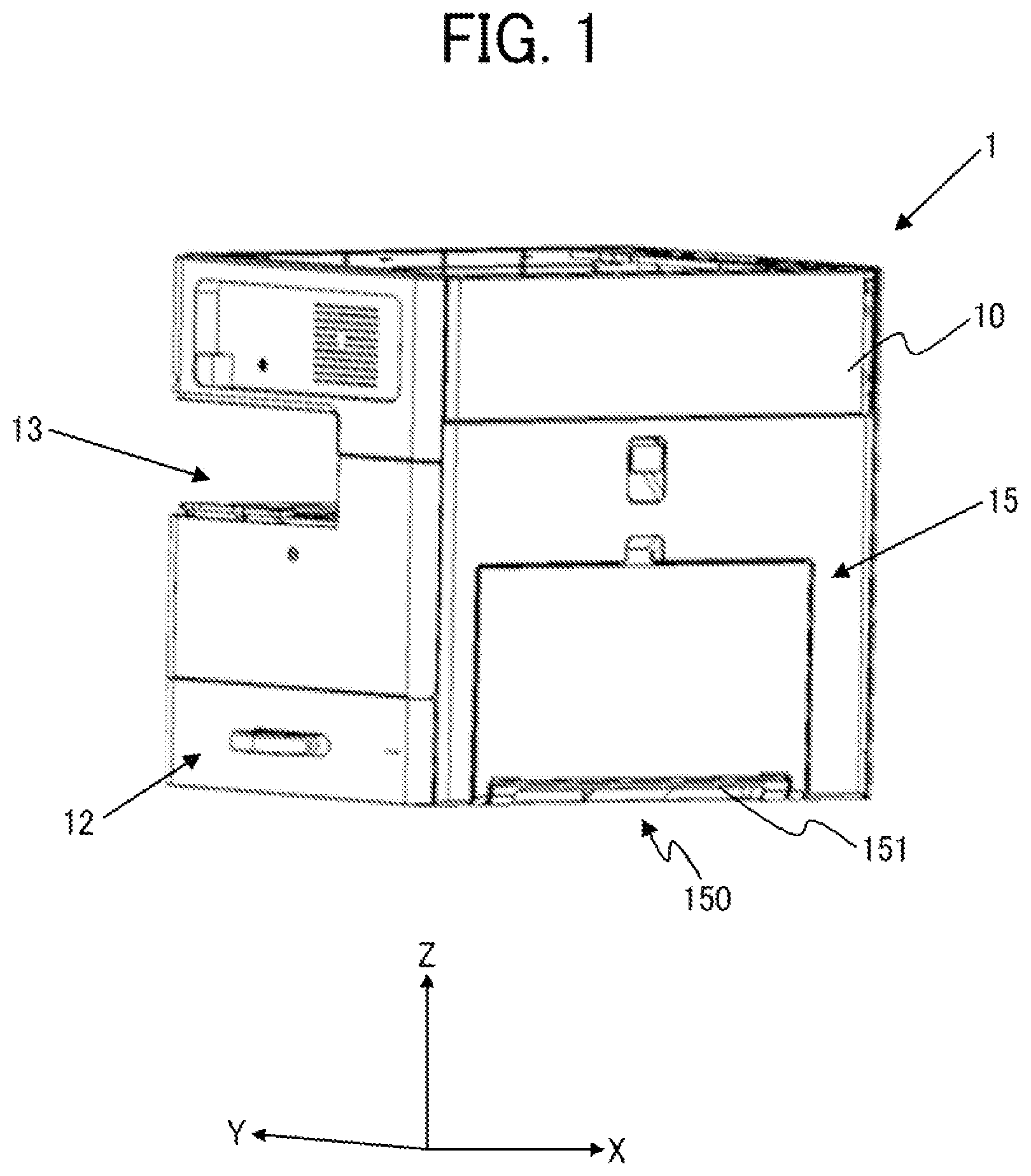Patent US11774899 — Image forming apparatus including handle member for transportation — Figure 1
