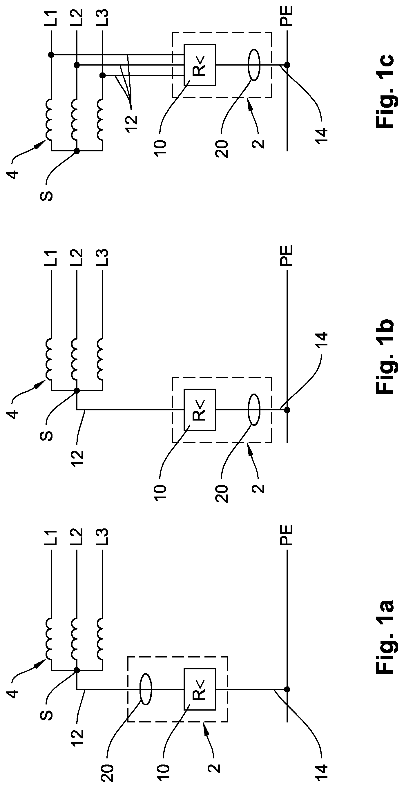 Patent US11774918 Figure 1 – Electric circuit arrangement for standard insulation monitoring with emergency shut-down for an ungrounded power supply system upon detection of a ground fault