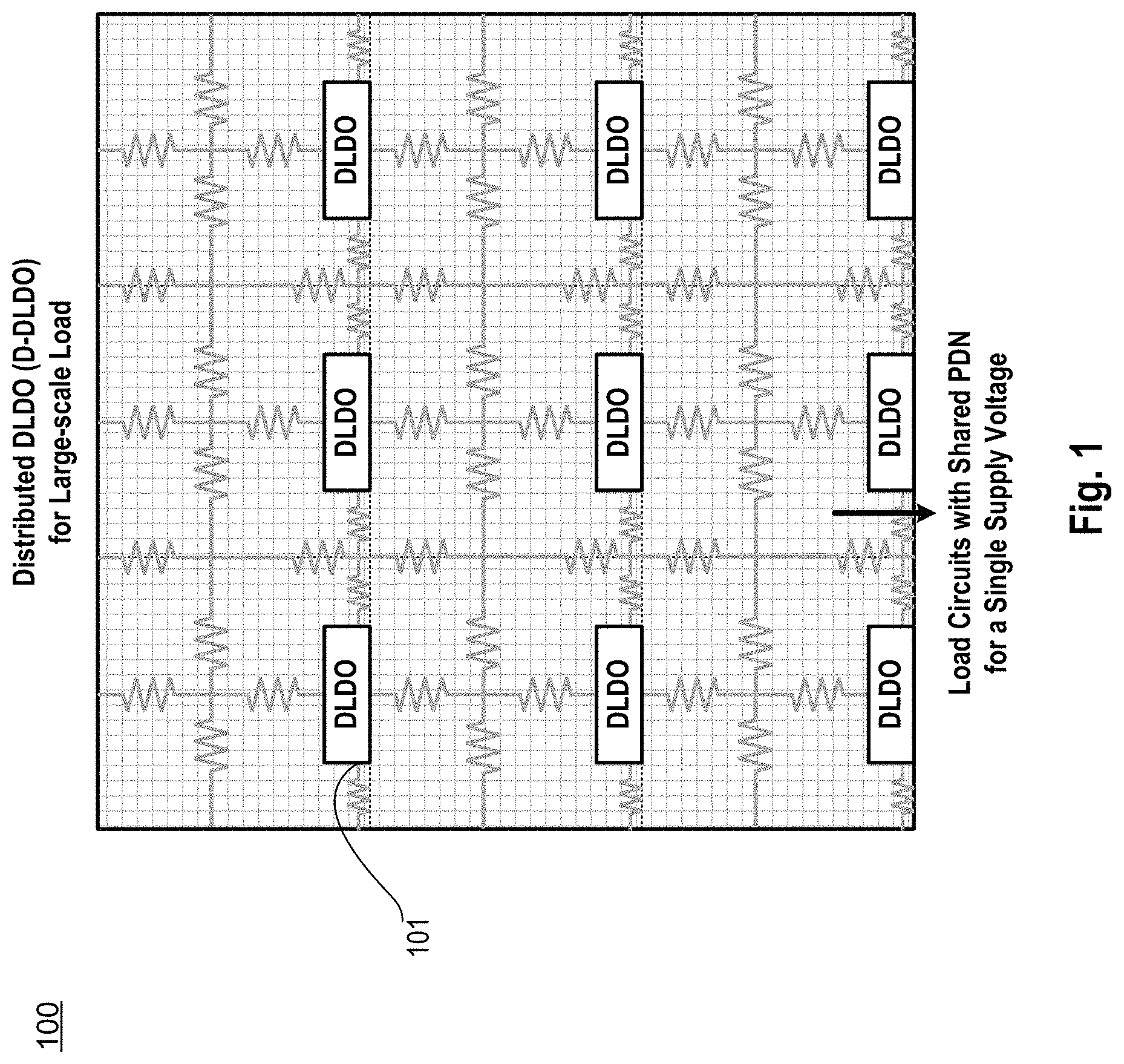 Patent US11774919 — Distributed and scalable all-digital low dropout integrated voltage regulator — Figure 1