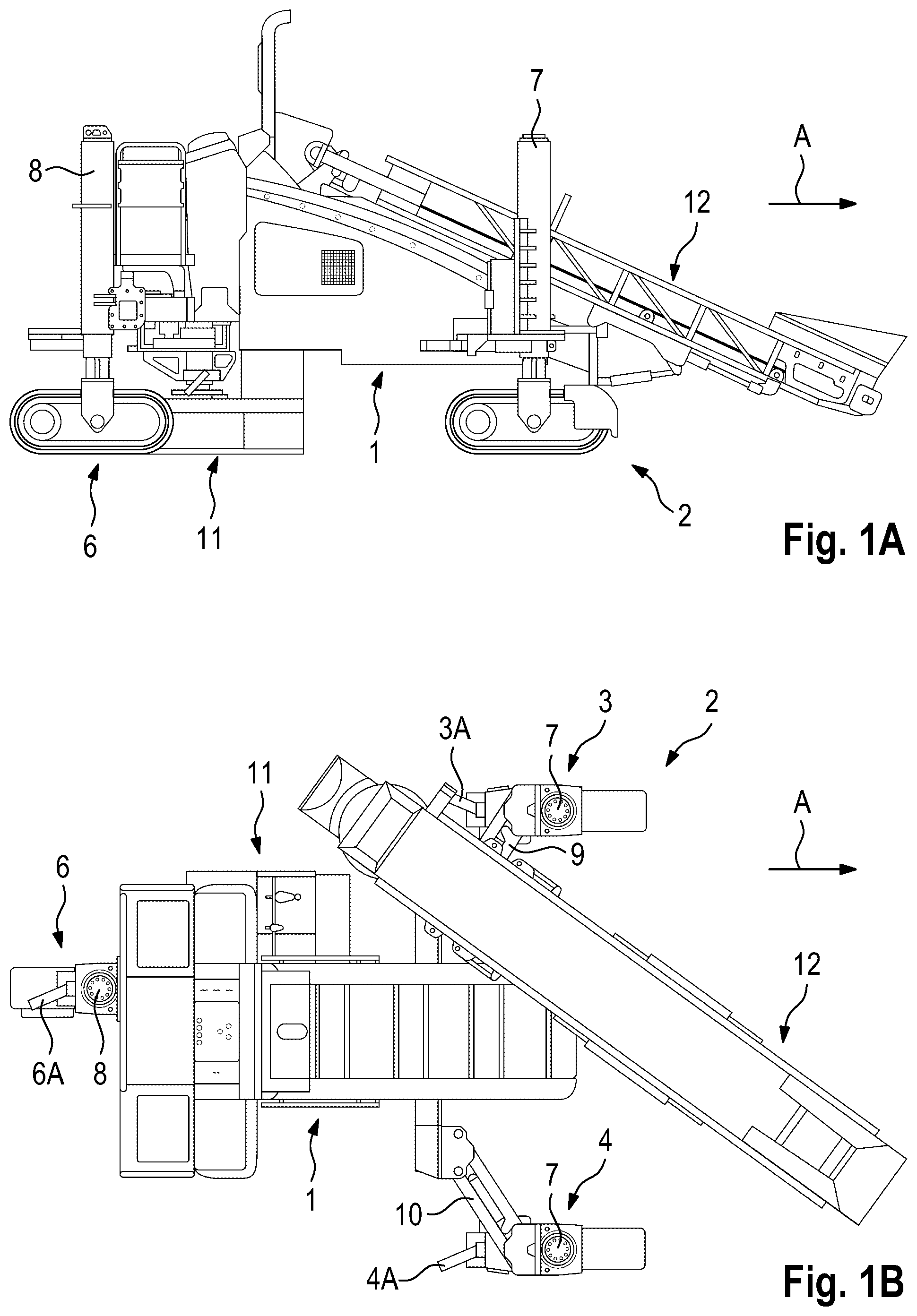 Patent US11774965 Figure 1 – Slipform paver and method for operating a slipform paver