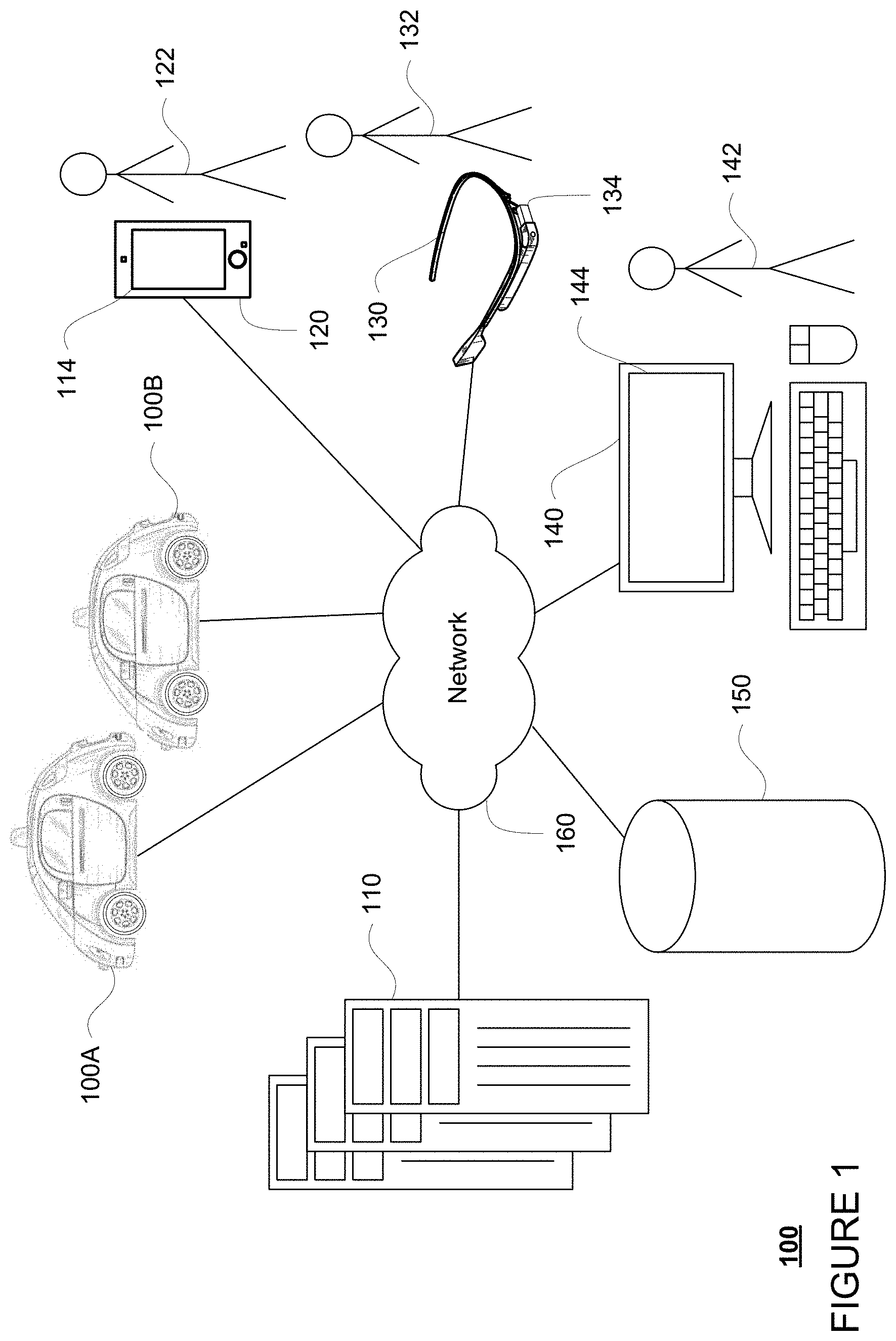 Patent US11774972 — Pickup and drop off zones for autonomous vehicles — Figure 1