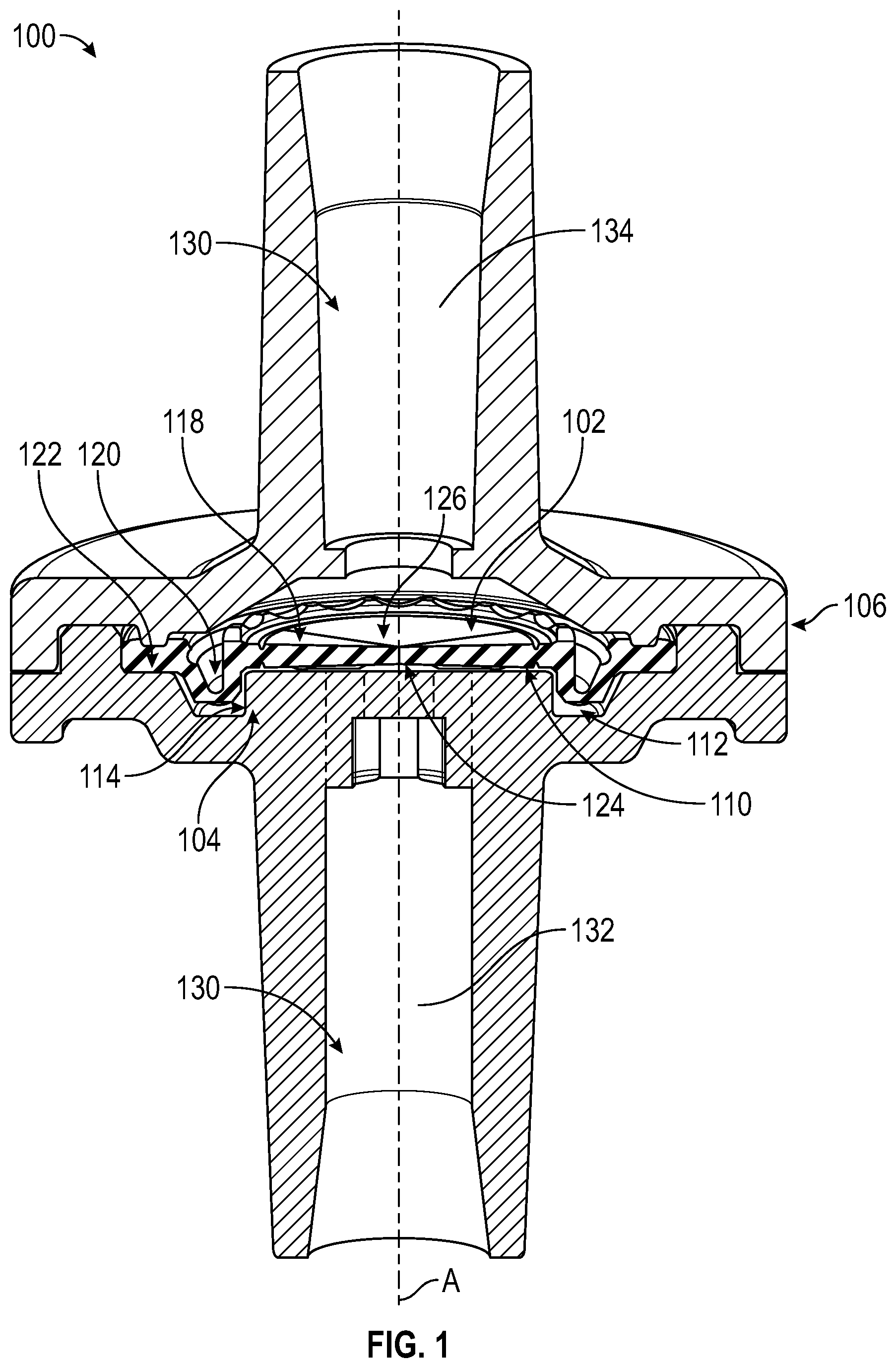 Patent US11774988 — Diaphragm check valve — Figure 1