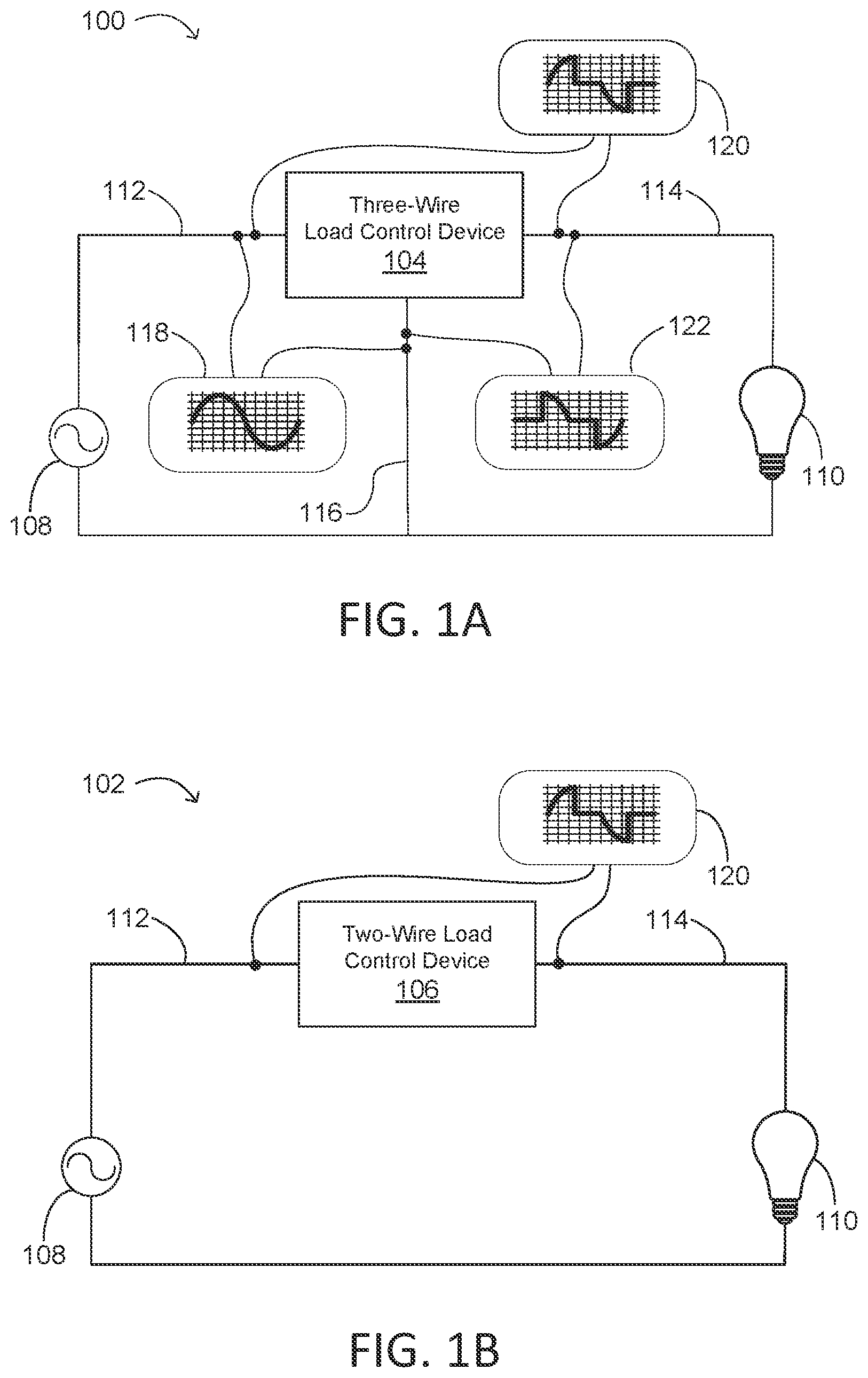 Patent US11774995 — Power measurement in a two-wire load control device — Figure 1