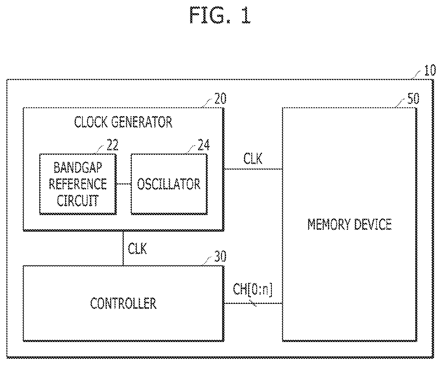 Patent US11774997 — Semiconductor device for generating a reference current or voltage in various temperatures — Figure 1