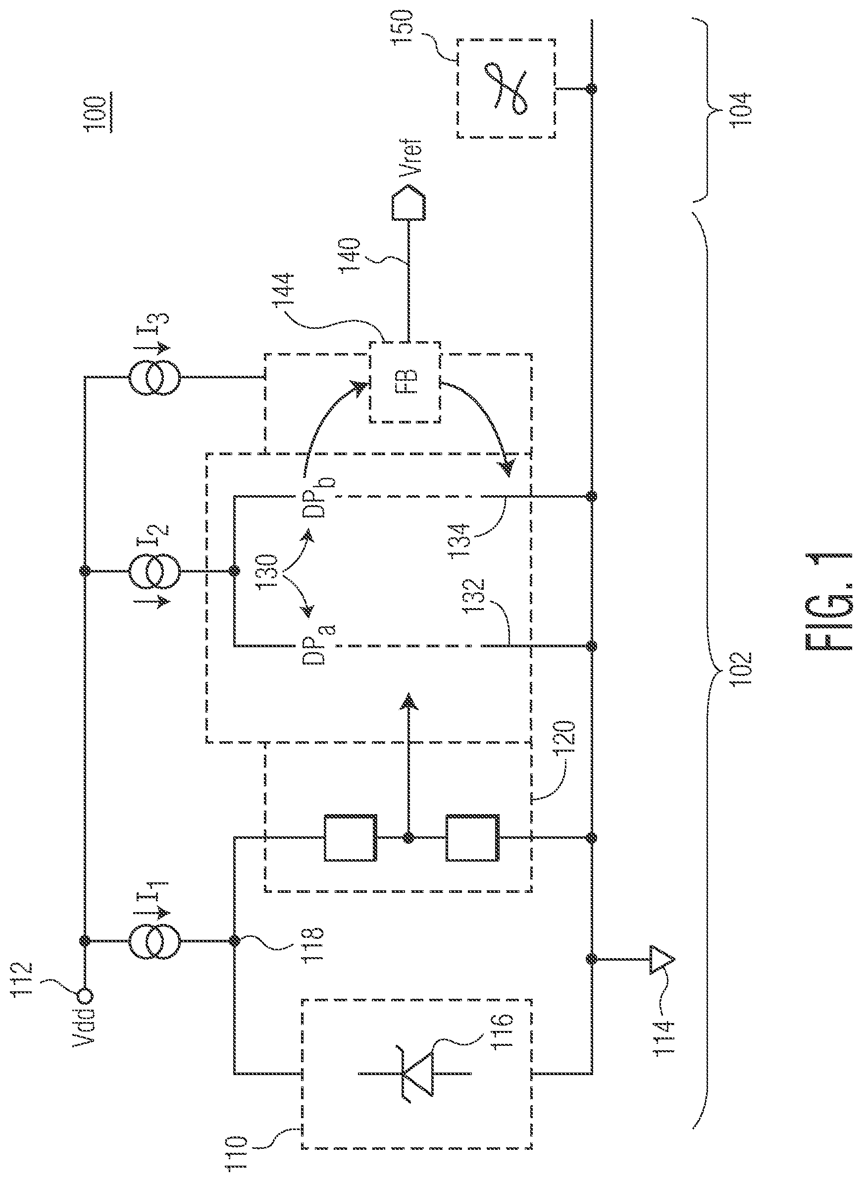 Patent US11774999 — Voltage reference generation with compensation for temperature variation — Figure 1