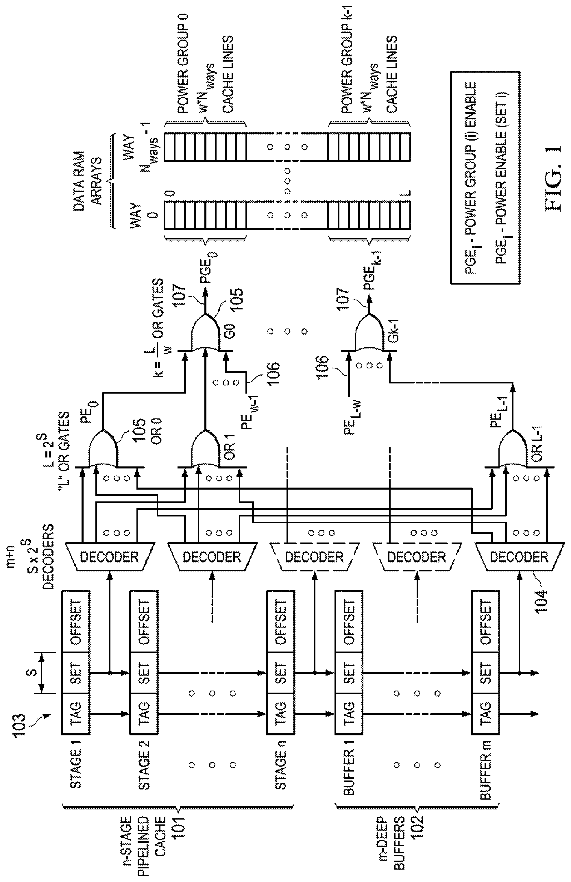 Patent US11775046 — Static power reduction in caches using deterministic Naps — Figure 1